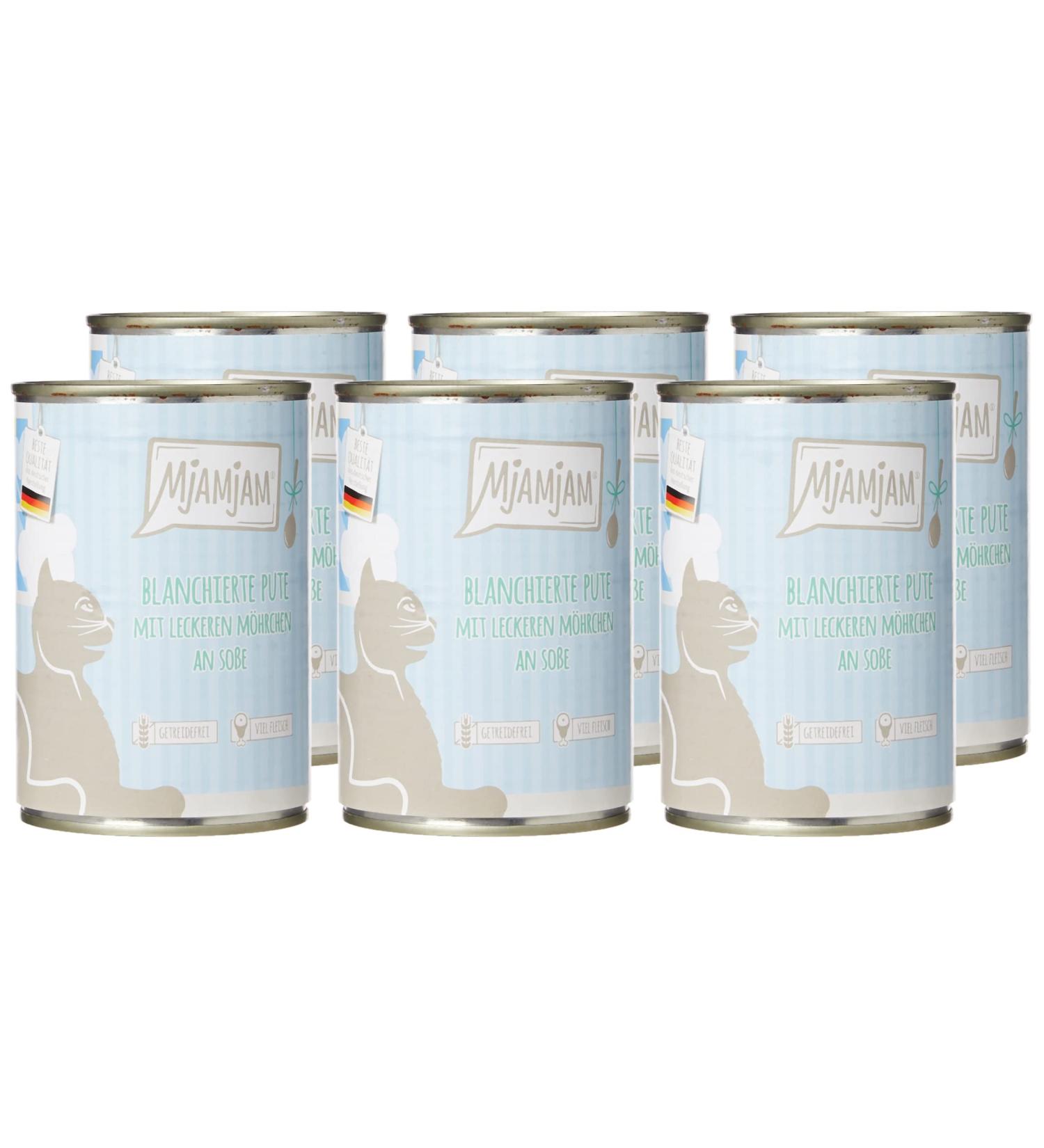 Mjamjam Premium Wet Cat Food - Blanched Turkey & Carrot Sauce 380g (6 Pack) - Natural & Extra Meat Formula - Buy Online on GoSupps.com