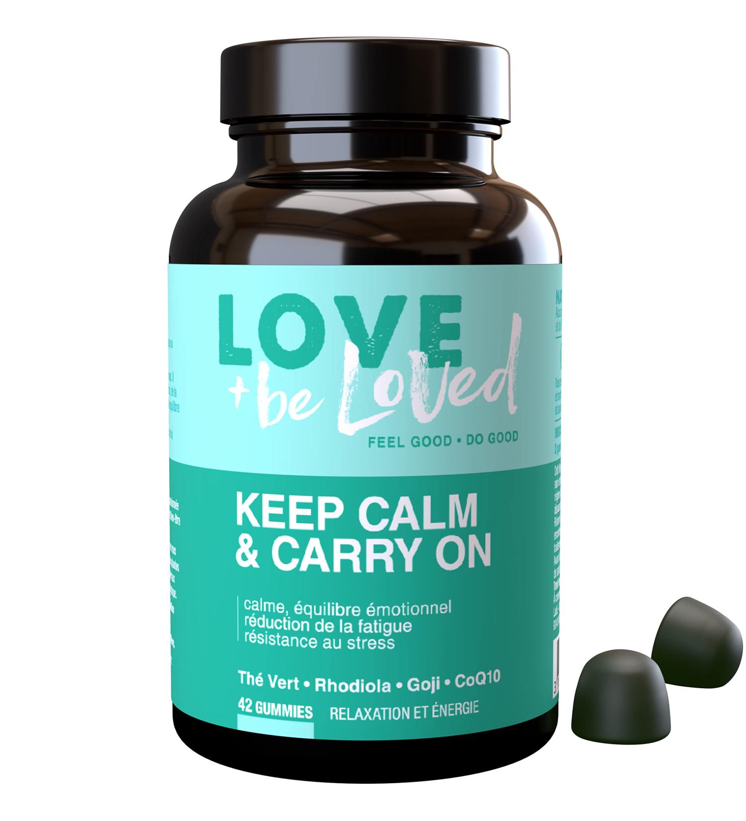 Anti-Stress and Vitality Gummies "Keep Calm & Carry On" | 42 Vegan Gummies | Food Supplement | Calm and Serenity | Reduction of Mental and Physical Fatigue | Made in France | Love and be Loved - Buy Online on GoSupps.com