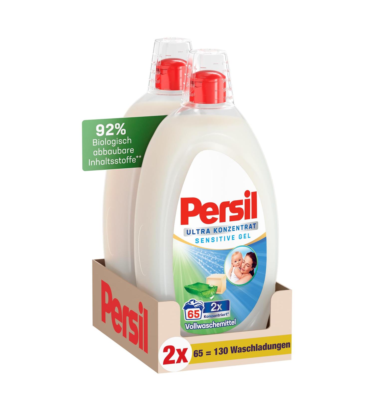 Persil Ultra Concentrate Sensitive Gel - 130 Wash Loads Liquid Detergent for Allergy Sufferers & Babies | Eco-Friendly Stain Remover Dermatologically Tested - Buy Online on GoSupps.com
