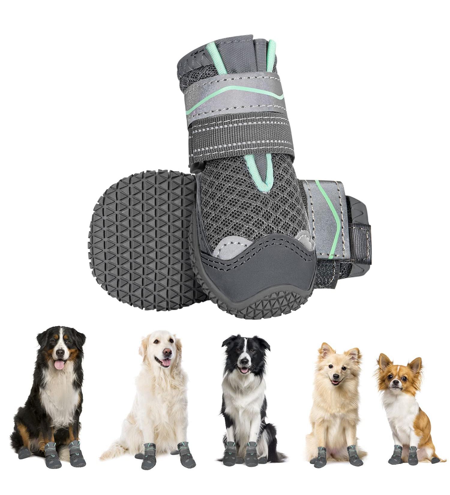 Eyin Dog Shoes - Breathable Non-Slip Paw Protection for All Sizes | Reflective Velcro Fastener | Perfect for Sports & Outdoors - Dark Gray Size 8 - Buy Online on GoSupps.com