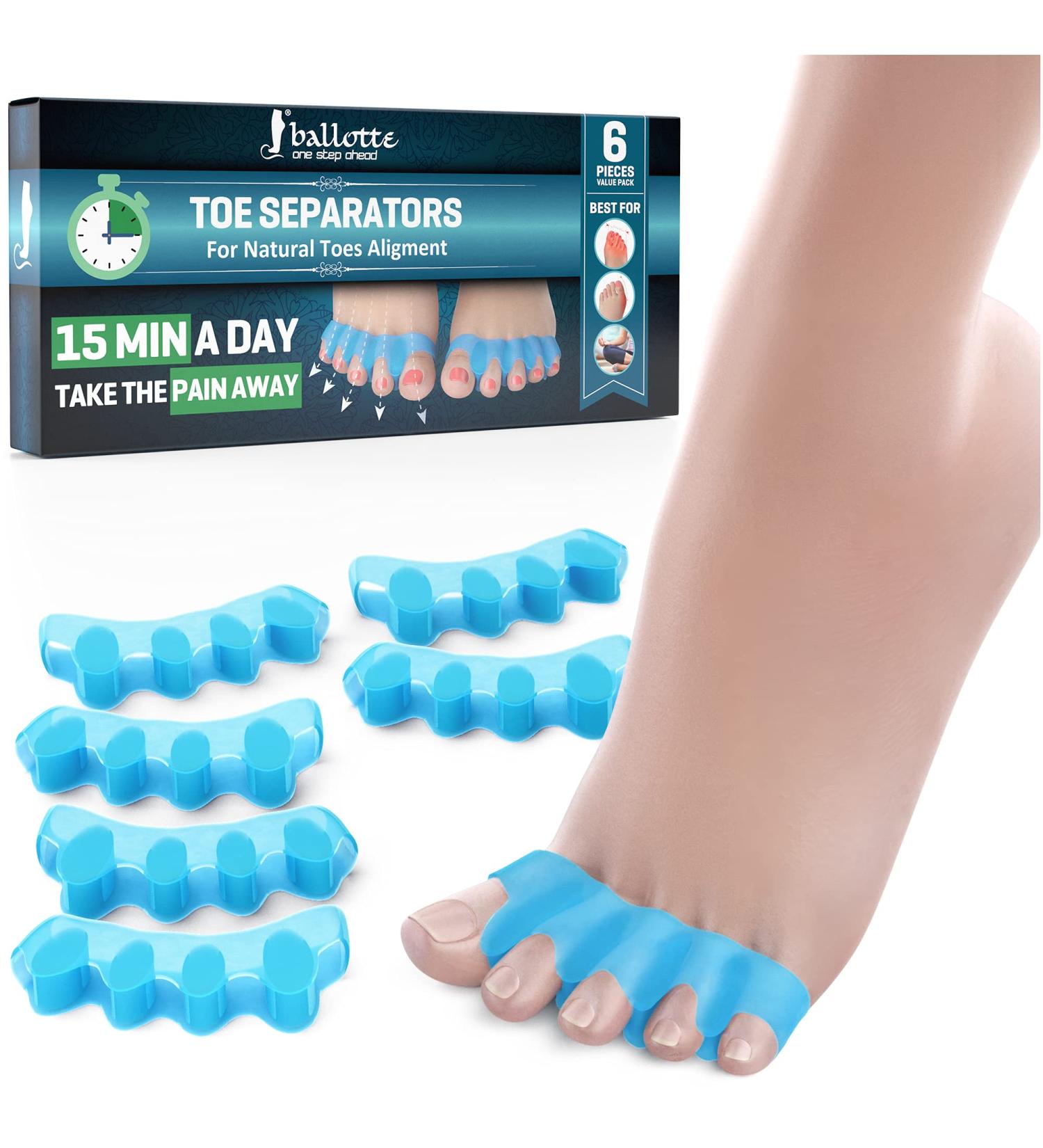 Universal Size 3 Pairs Toe Separators - Toe Spacers for Overlapping Toes, Bunions, and Tightness Relief - Blue - Buy Online on GoSupps.com
