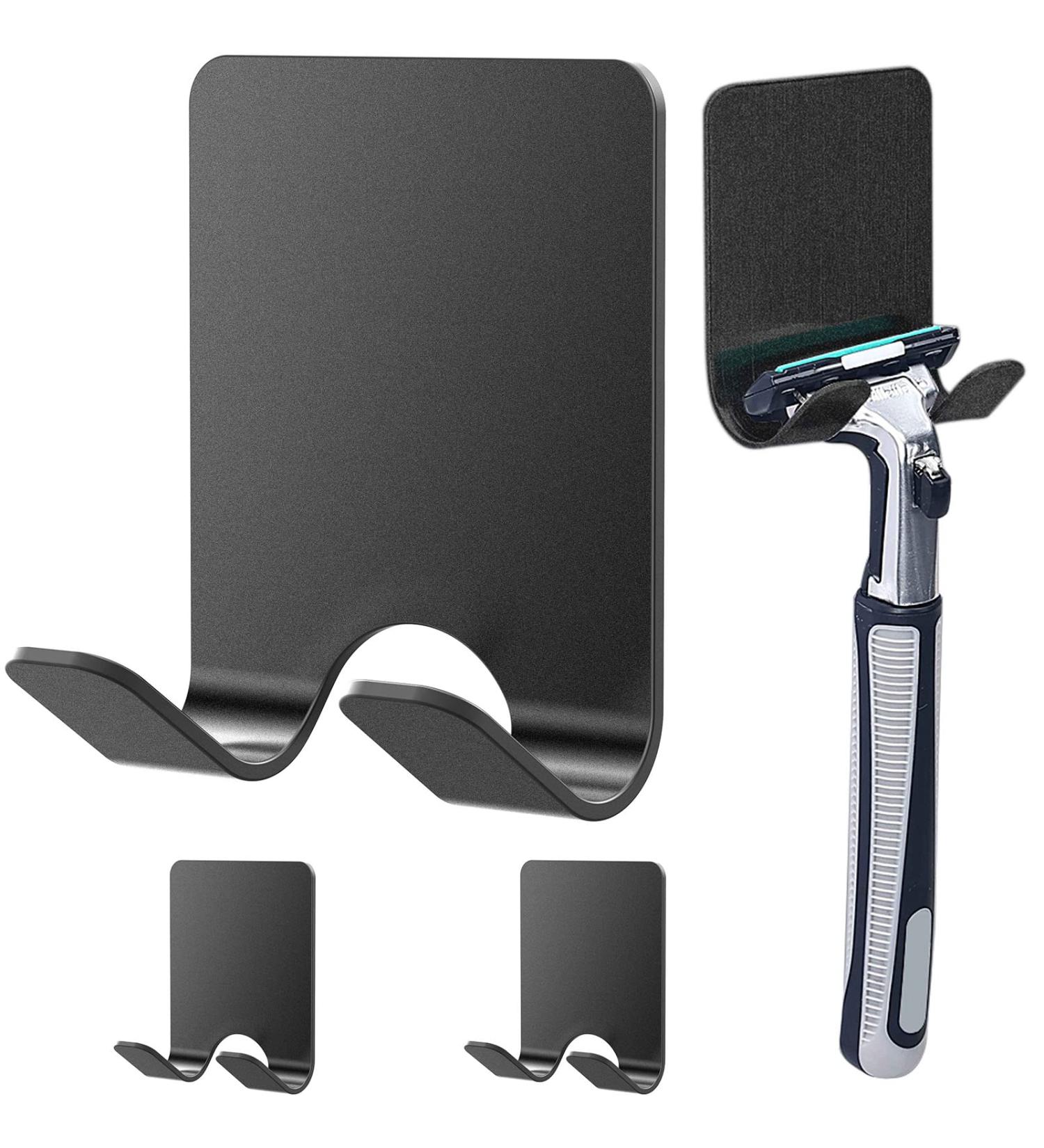 Gorffy Razor Holder Shower - Waterproof Self-Adhesive Stainless Steel Brackets (3 Pieces Black) | No Drilling Bathroom Shaving Holder - Buy Online on GoSupps.com