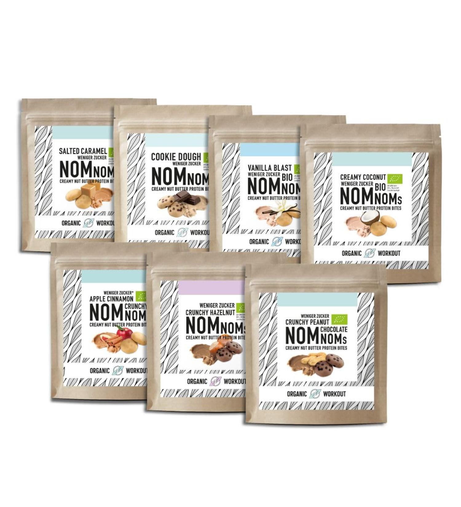 NomNoms | creamy nut butter protein bites all varieties organic vegan sweetened with organic erythritol - protein bar alternative bundle of 7