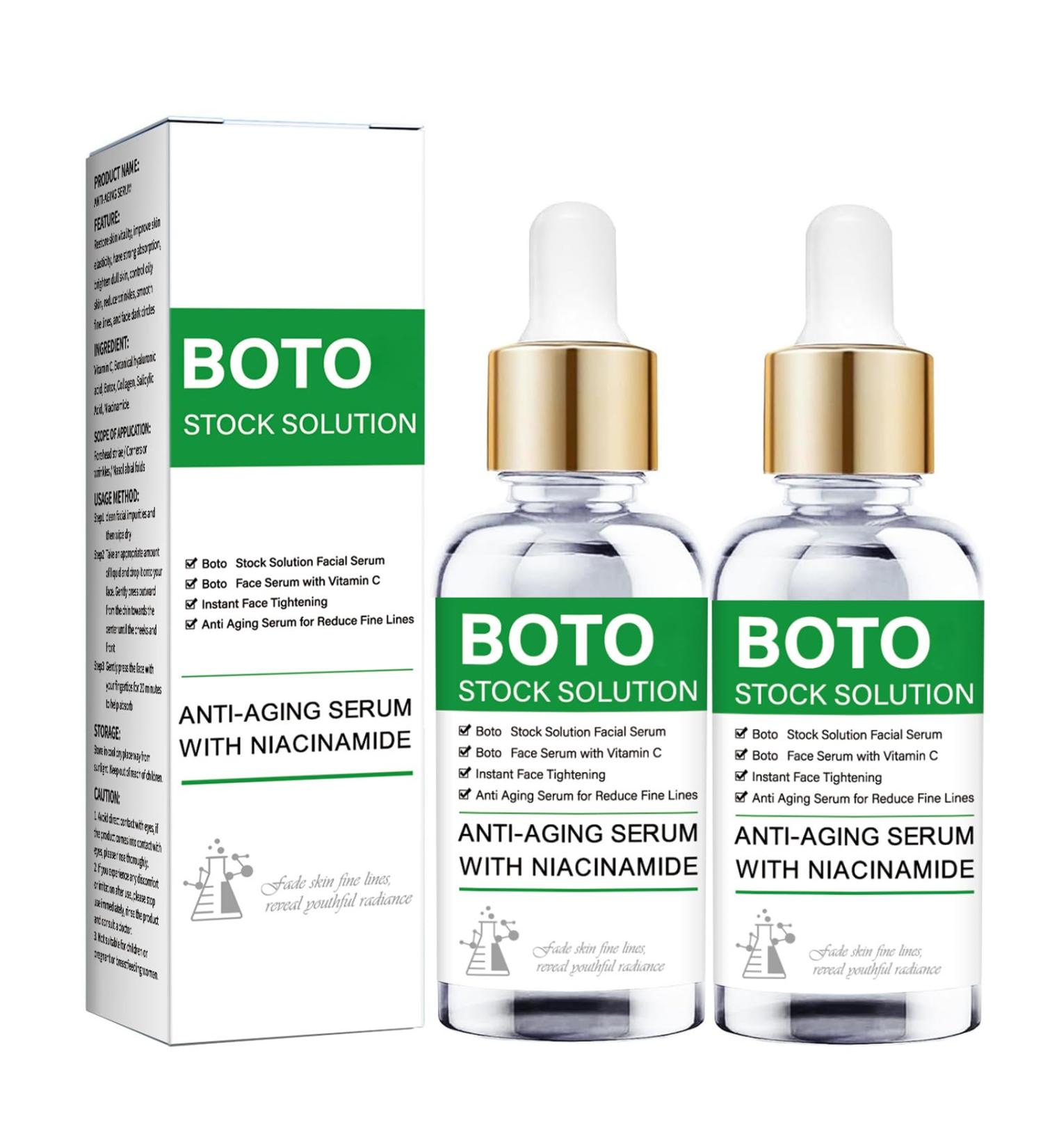 Boto Face Serum Boto Stock Anti Aging Serum For Face Reduce Wrinkles Boost Skin Collagen Anti-Wrinkle Serum Hydrate & Plump Skin 2pc - Buy Online on GoSupps.com
