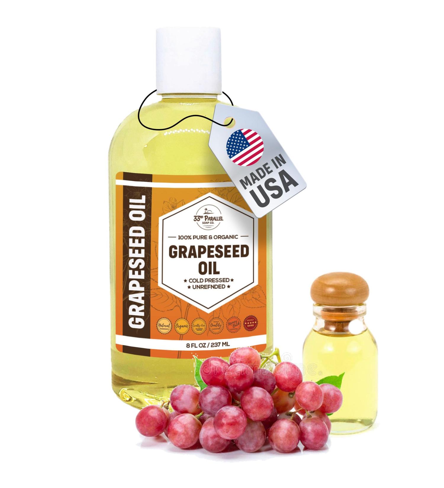 Organic GRAPESEED Oil (8 oz) Cold Pressed Unrefined | 100% Pure Natural, Non-GMO | Available in Bulk | Skin, Hair, Face, Carrier Oils, Soap Making | 8 FL OZ - Buy Online on GoSupps.com