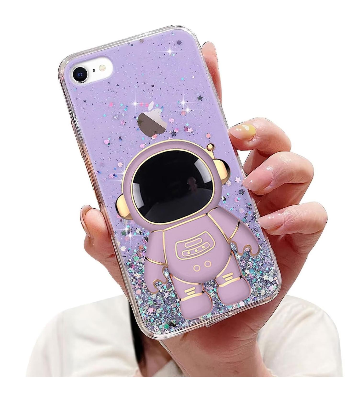 Buy Tivenfezk Astronaut Hidden Stand Shell for iPhone 7/8/SE 2020/2022 - Purple Glitter Soft Silicone Case - Bling Protective Cover - Buy Online on GoSupps.com