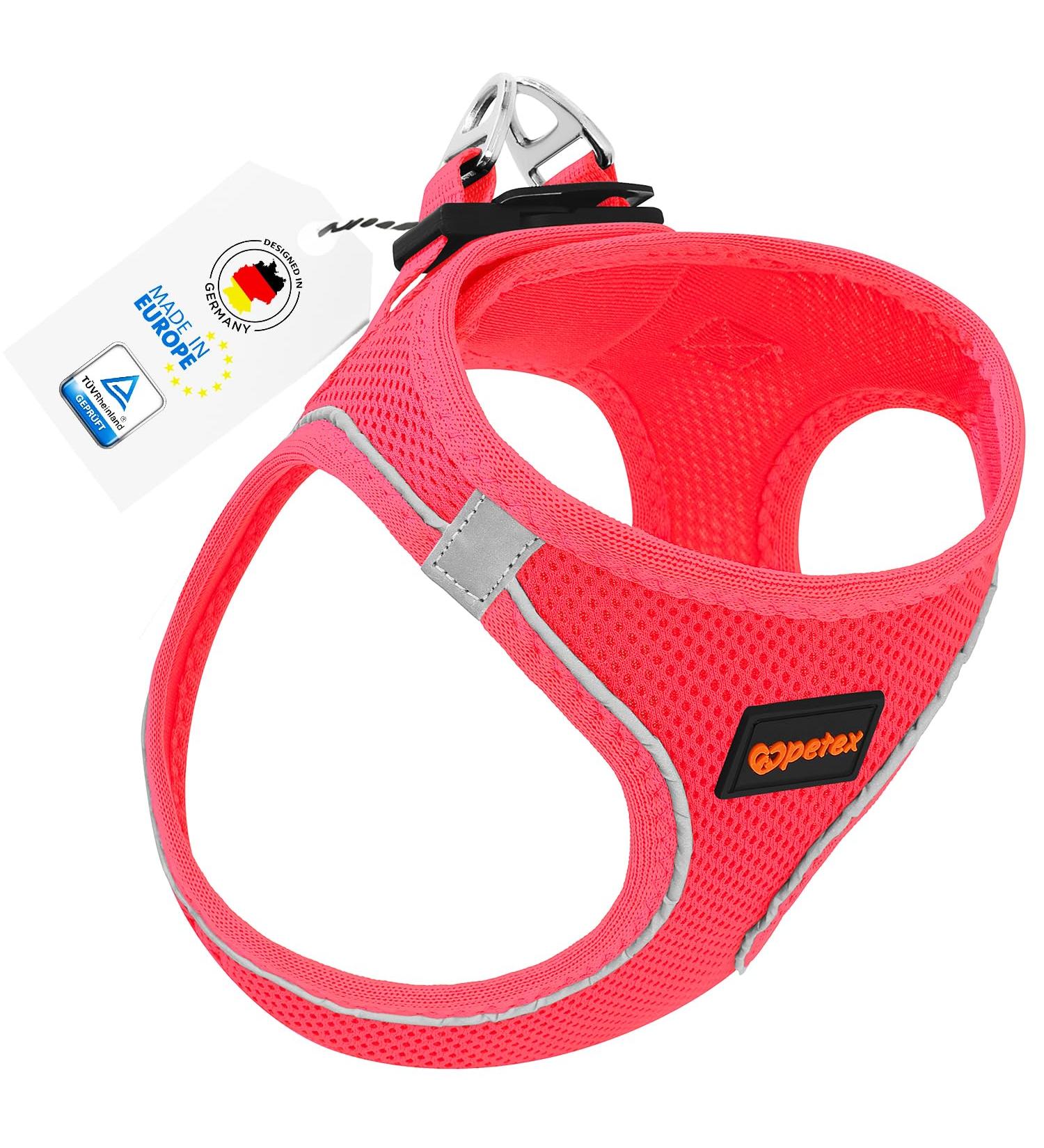 Petex Dog Harness for Small & Medium Dogs - TUV Tested Made in Europe - Breathable Reflective Air Mesh Design - Neon Pink 3XS - Perfect for Puppies - Buy Online on GoSupps.com