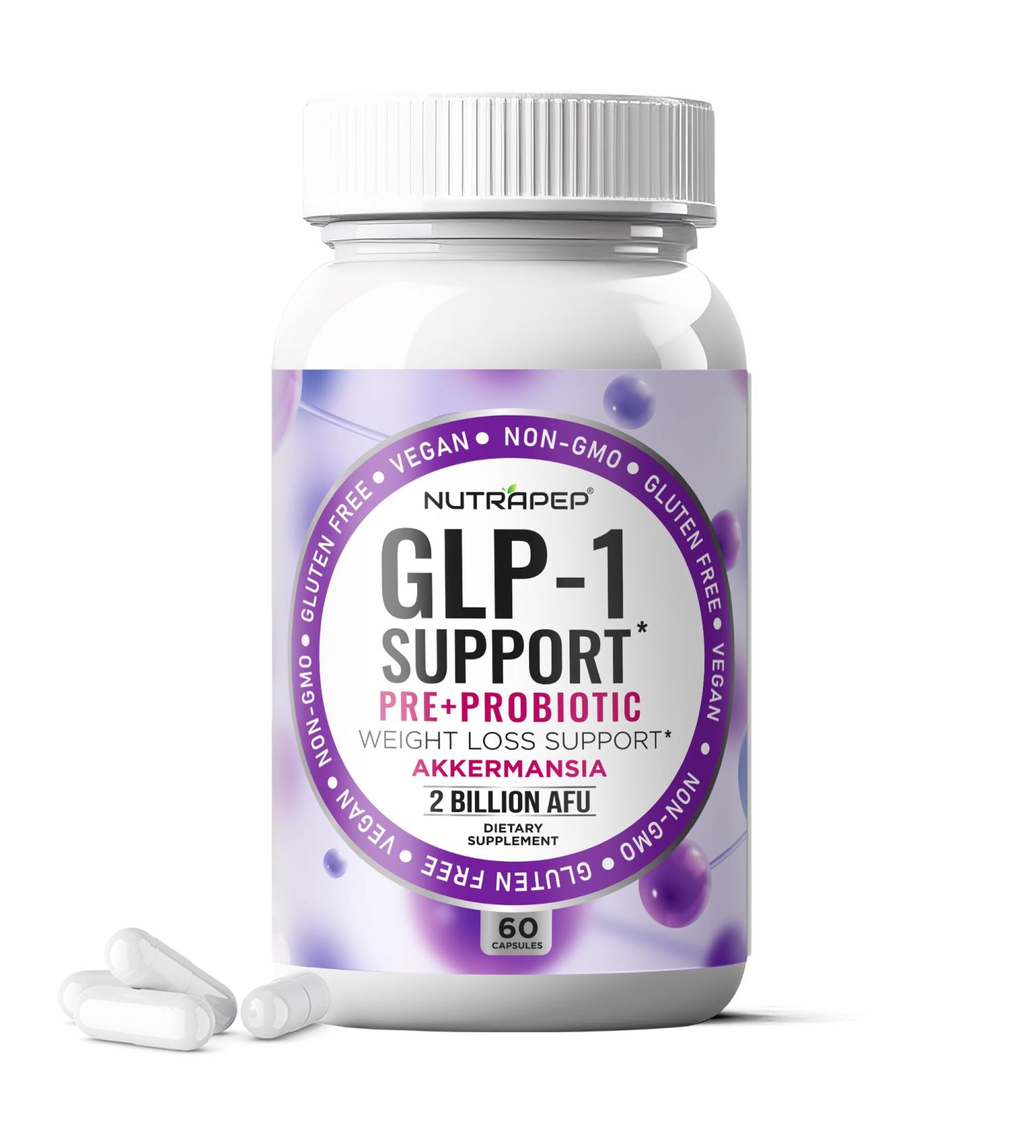 NutraPep GLP-1 Support Weight Loss Support Probiotic Prebiotics Capsule Supplement - Akkermansia XOS Clostridium Bifidobacterium - GLP1 Support Gut Abdominal Digestive Support for Men Women - Buy Online on GoSupps.com