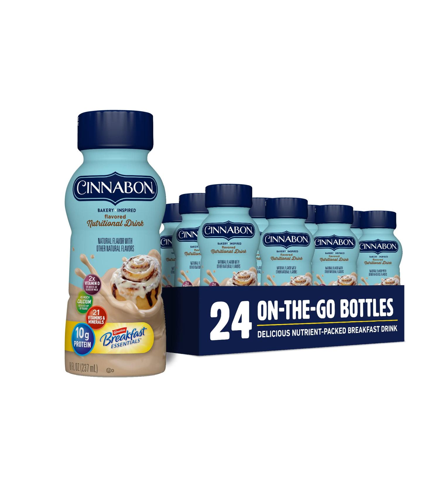 Carnation Breakfast Essentials Cinnabon Flavored Nutritional Drink 8 FL OZ Bottle - Pack of 24 - Buy Online on GoSupps.com