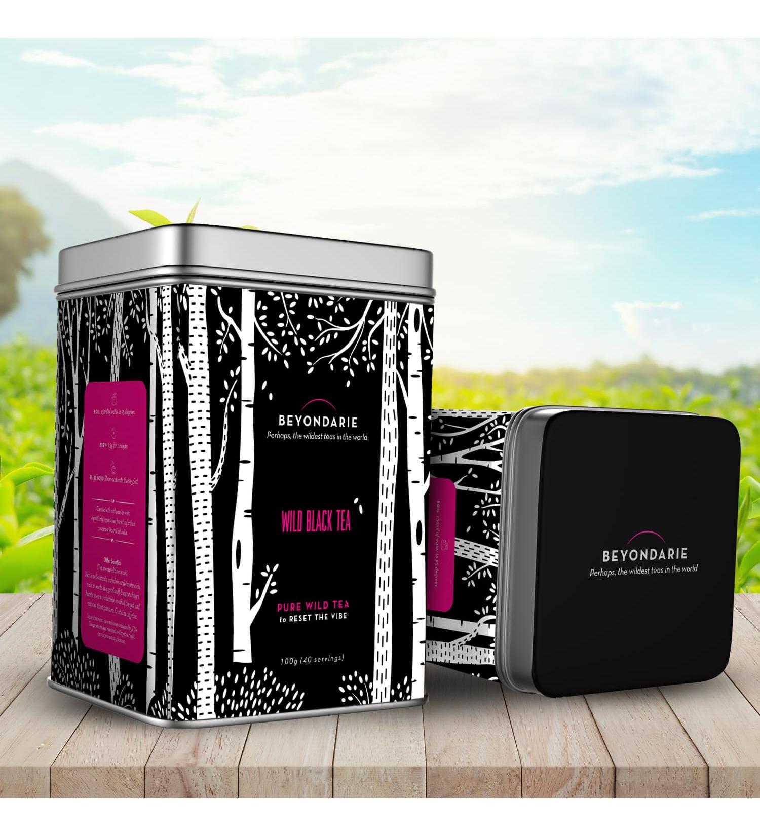 BEYONDARIE Black Tea | Tea Leaves - 100g | Instant Tea | Black Leaf Tea | Detox Tea | Loose Leaves Black Tea | Long Leaf Black Tea| Wild Black Tea | 40 Tea Cup - Buy Online on GoSupps.com
