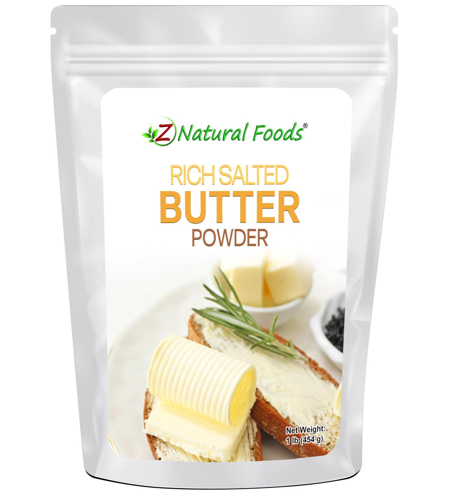 Z Natural Foods Rich Salted Butter Powder - Non-GMO Hormone-Free Baking Butter - Convenient 1 lb Powdered Butter for Easy Use - Buy Online on GoSupps.com