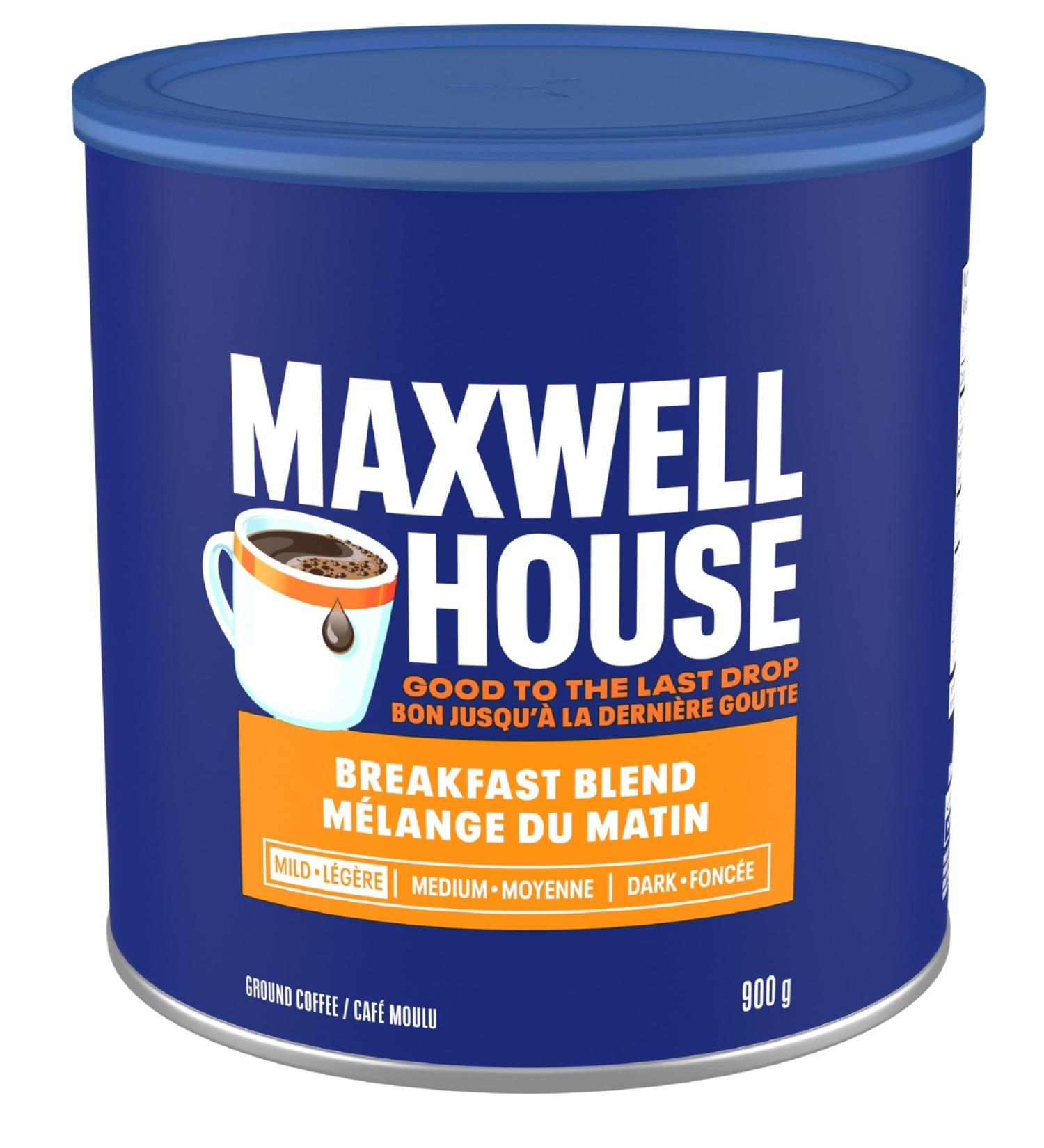 Maxwell House Breakfast Blend Ground Coffee 900G Canister Unflavored 900 g (Pack of 1) - Buy Online on GoSupps.com