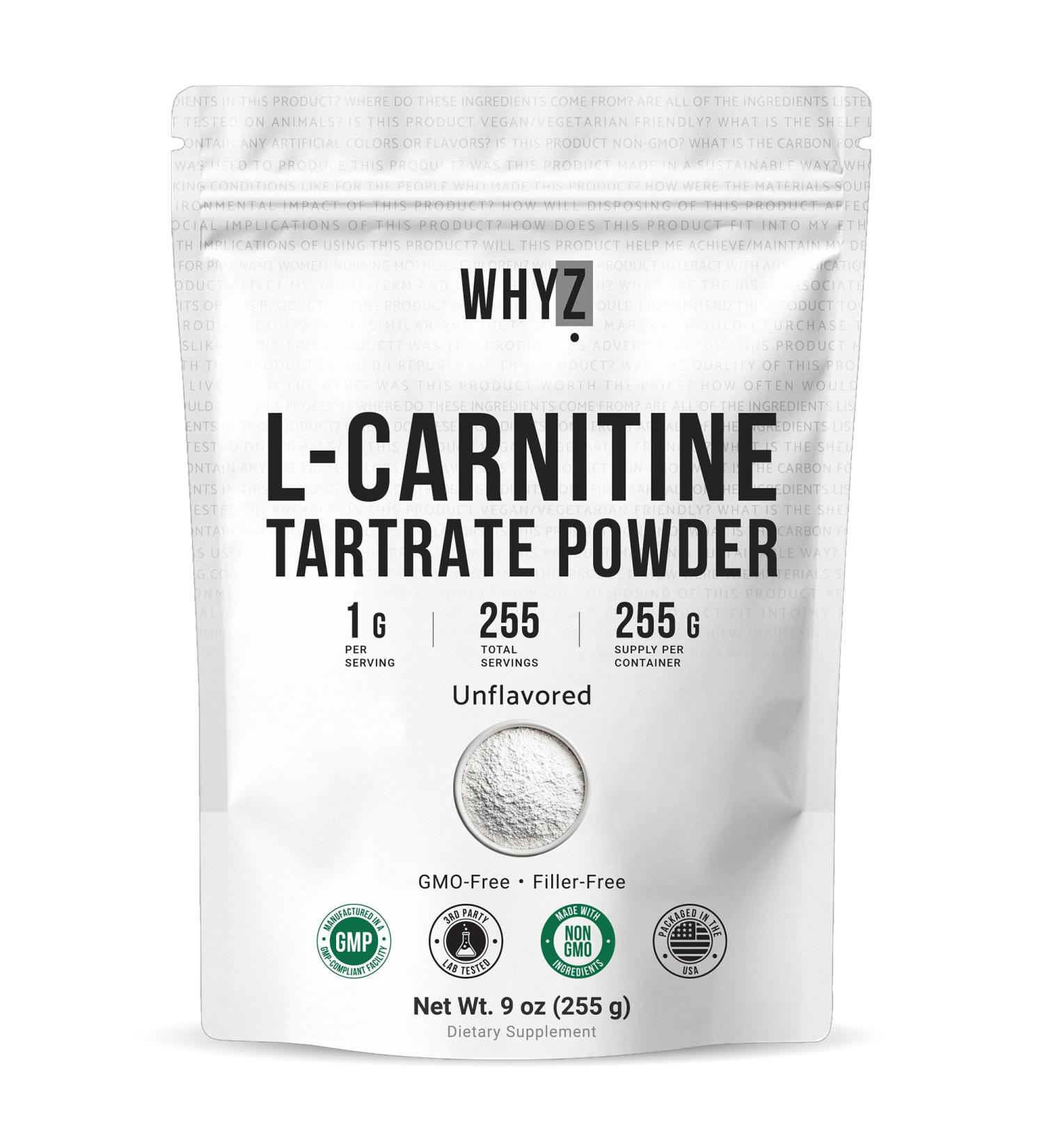 L-Carnitine Tartrate Powder Pure Unflavored Carnitine Supplement Amino Acid Powder L-Carnitine Tartrate Bulk Supply 255g - Buy Online on GoSupps.com