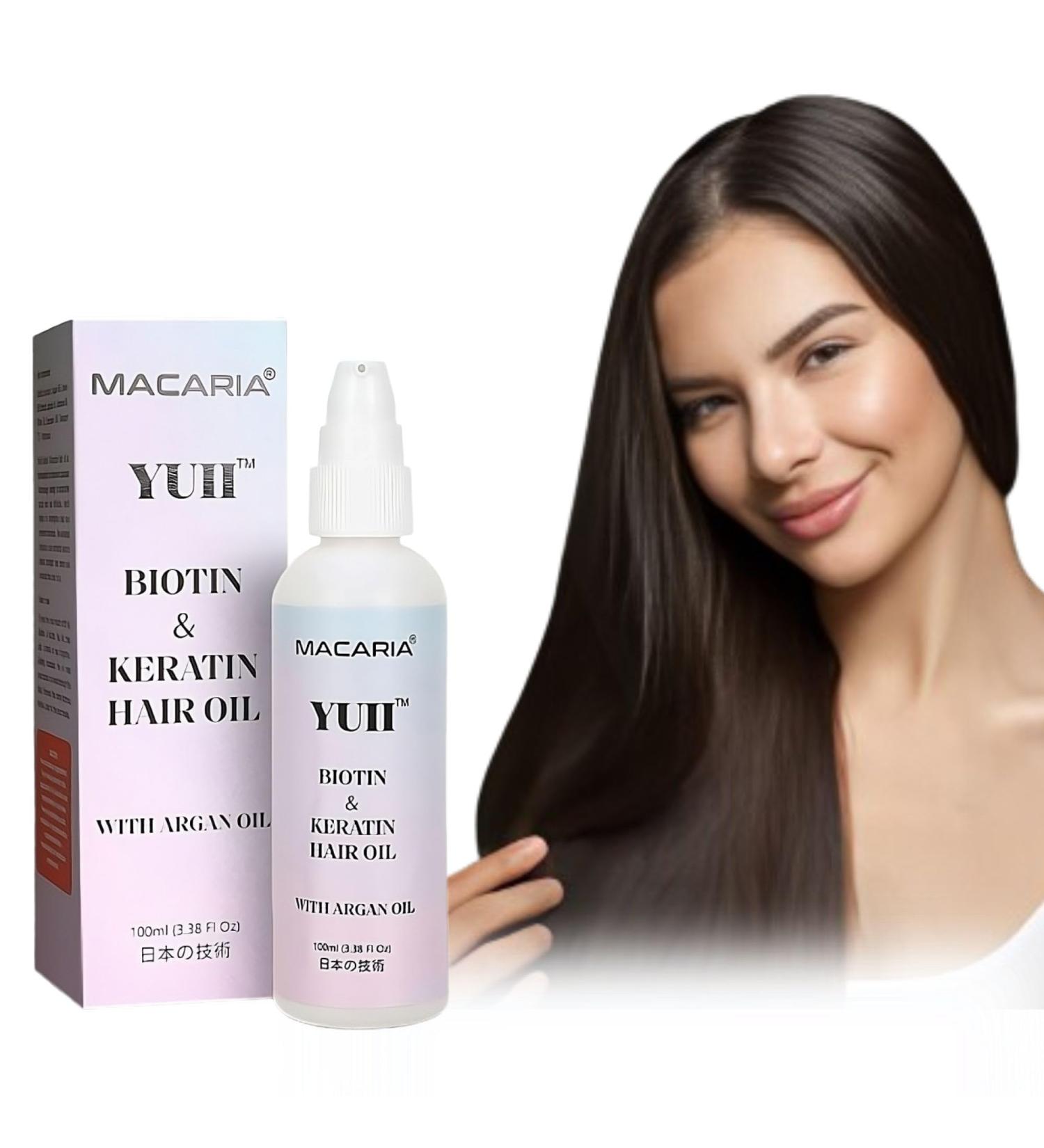 Macaria Herbal Pvt ltd Yuii Biotin & Keratin with Argan grow long hair Oil - Buy Online on GoSupps.com