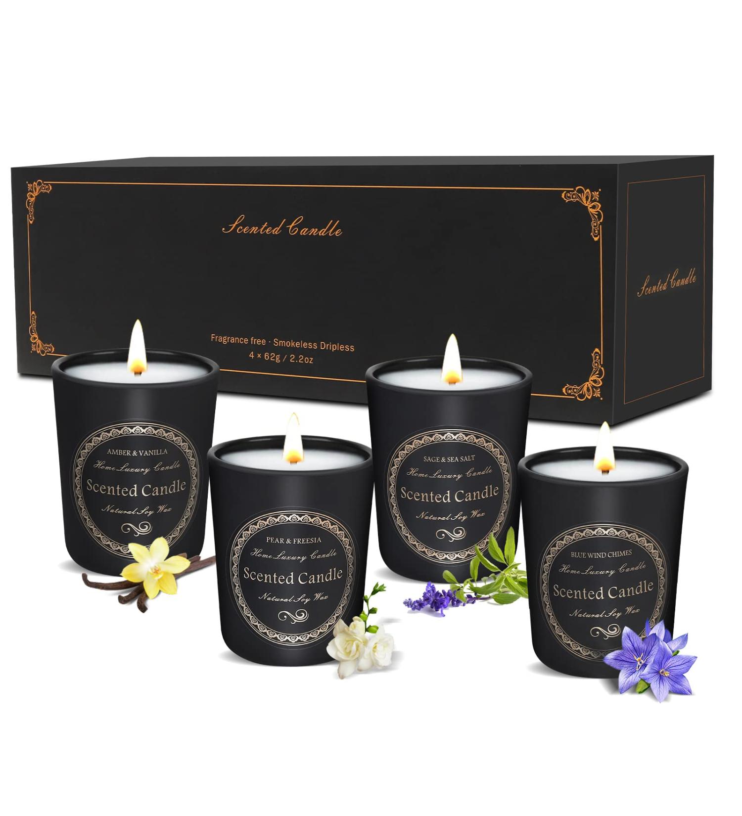Soy Candles Gift Set for Women - Home Scented Candles with Essential Oils | Perfect Christmas & Birthday Gifts | 4x2.2oz Portable Travel Fragrances - Buy Online on GoSupps.com