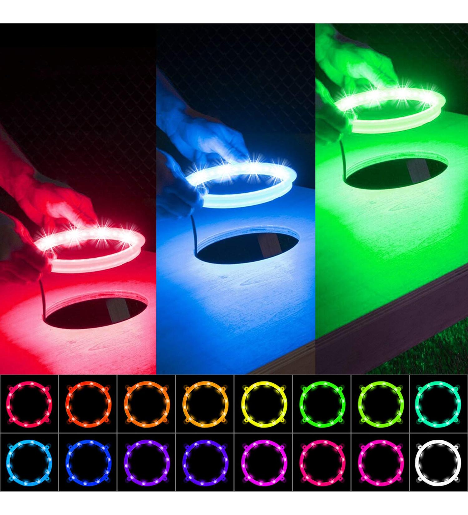 16 Color Changing Cornhole LED Lights with Remote Control - 2 Sets | Ultra Bright Board Ring Lights for Family Bean Bags Toss Game - Buy Online on GoSupps.com
