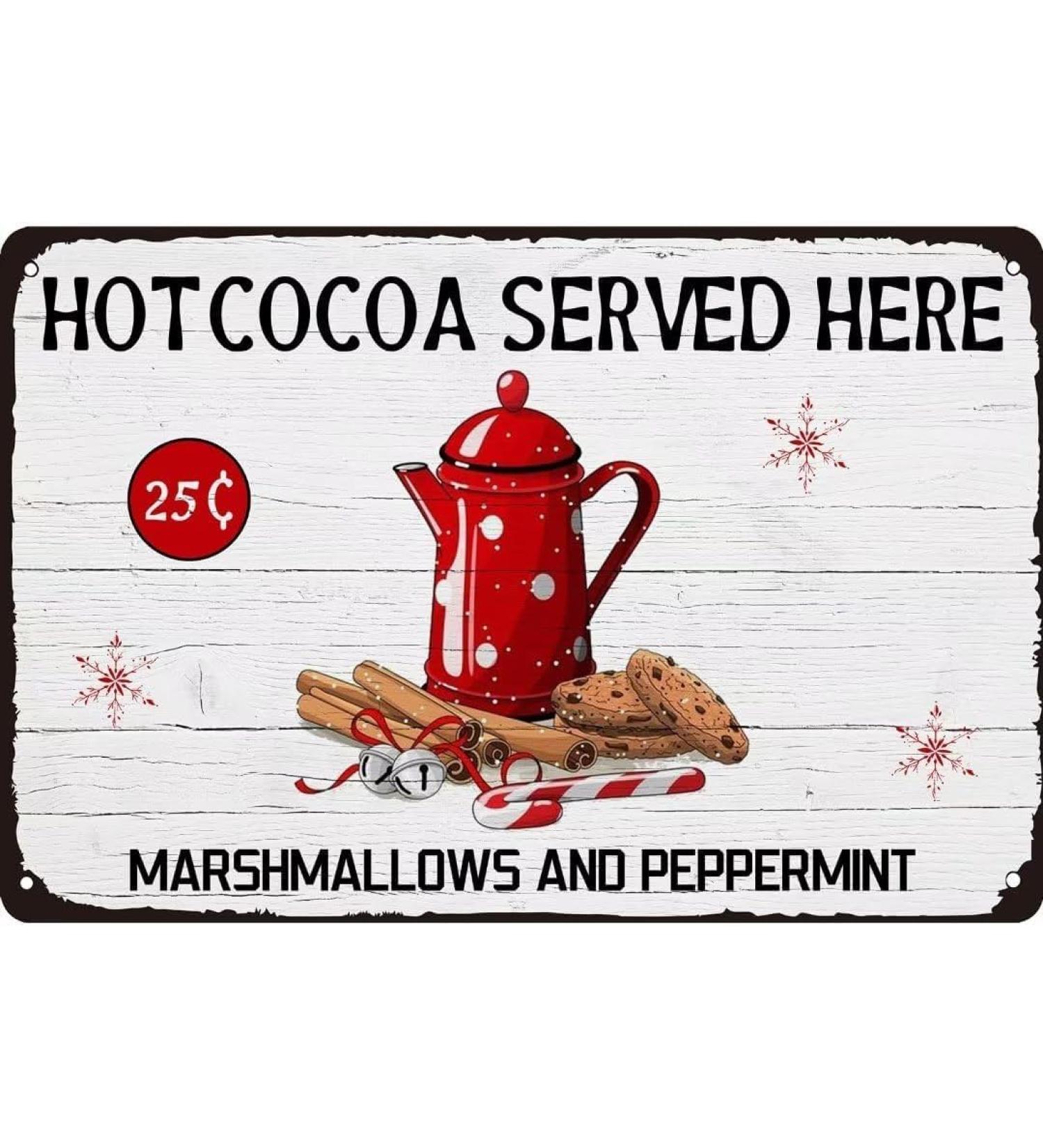 Hot Cocoa Served Here Marshmallows and Peppermint Christmas Metal Tin Sign Hot Cocoa Bar Wall Decor Farmhouuse Cfae 6x8 Inch 6x8 IN A102 - Buy Online on GoSupps.com