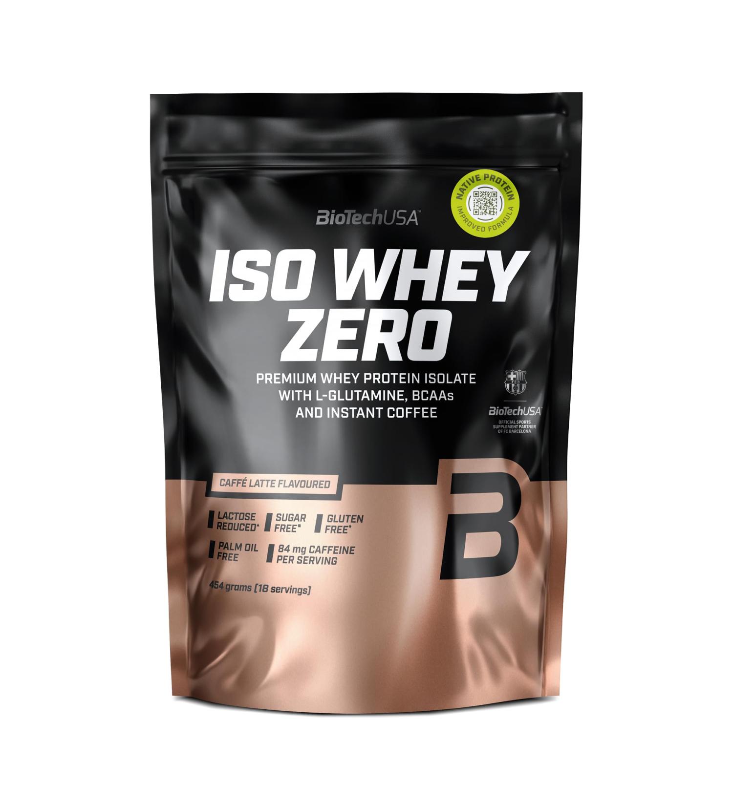 BioTechUSA Iso Whey Zero | Premium Whey Protein Isolate | Grass-Fed | Enzyme-Free | Sugar- and Gluten-free 454 g Caff Latte - Buy Online on GoSupps.com