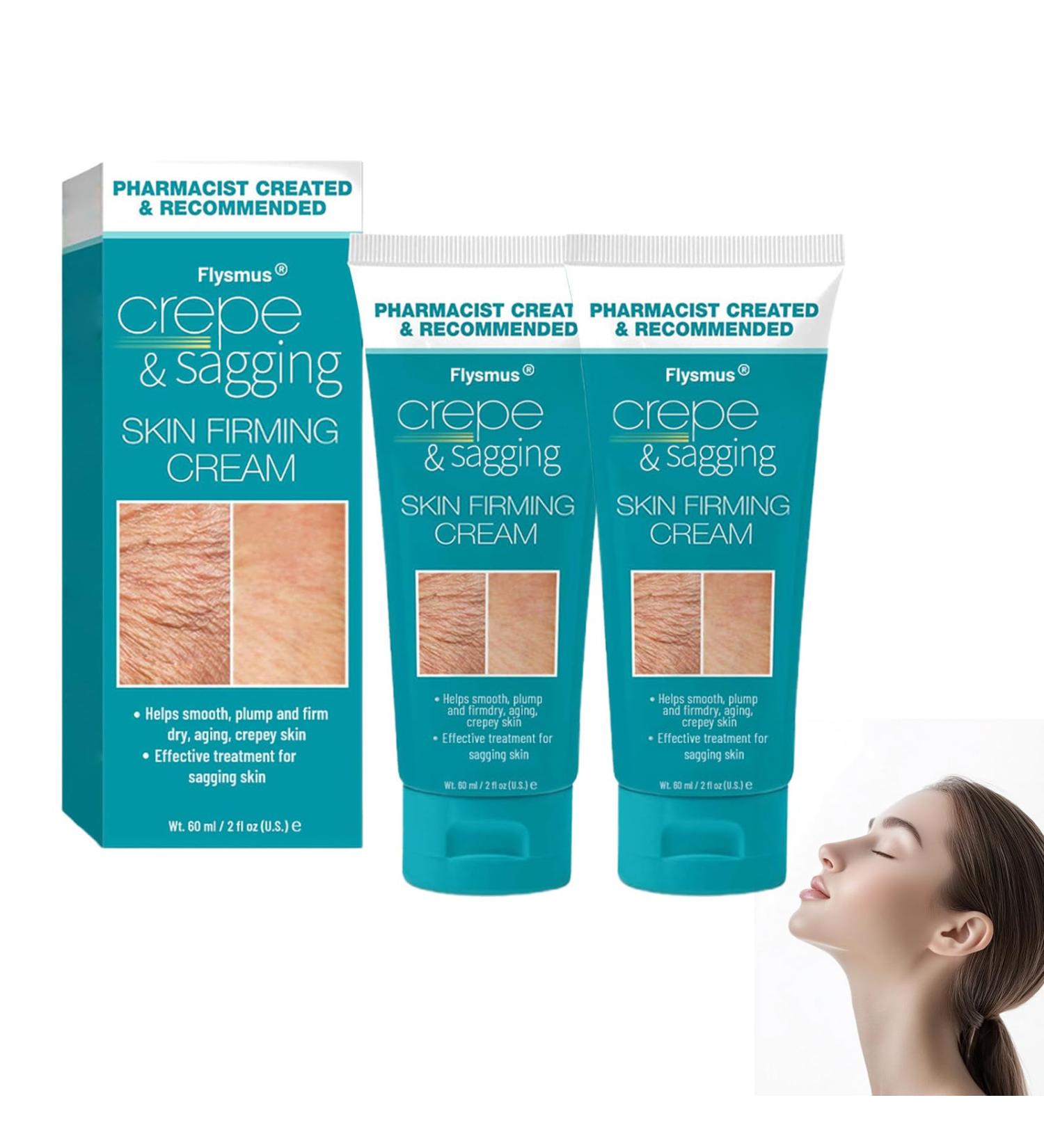 Flysmus Skin Firming Cream - Anti-Crepe & Sagging Solution for Face & Body | Hyaluronic Acid & Vitamin E | Chemical-Free Skin Tightening (2PCS 60ML - Buy Online on GoSupps.com
