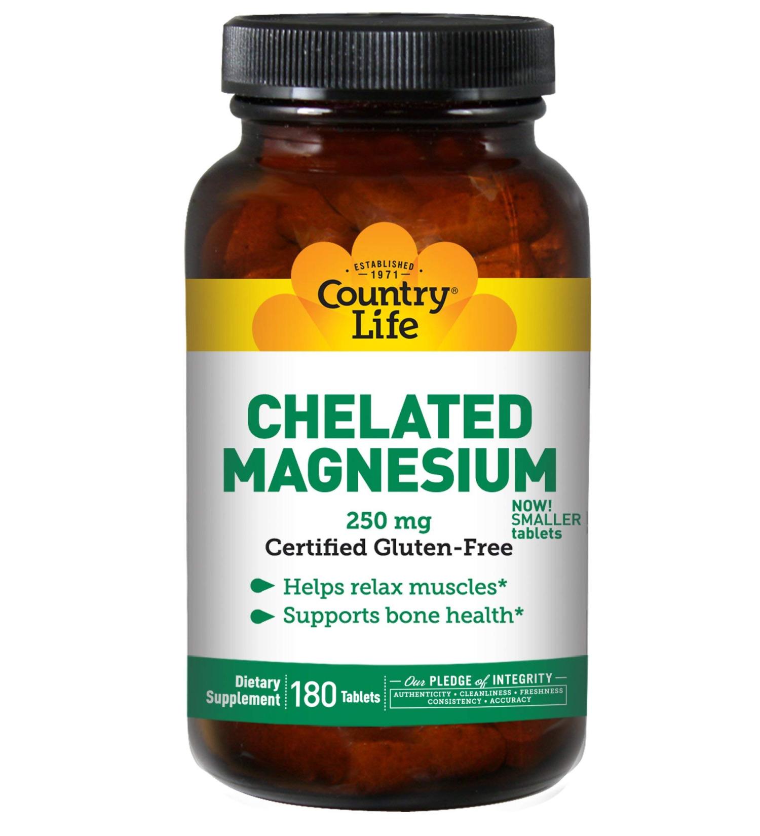 Country Life Chelated Magnesium 250 mg 180 Tablets