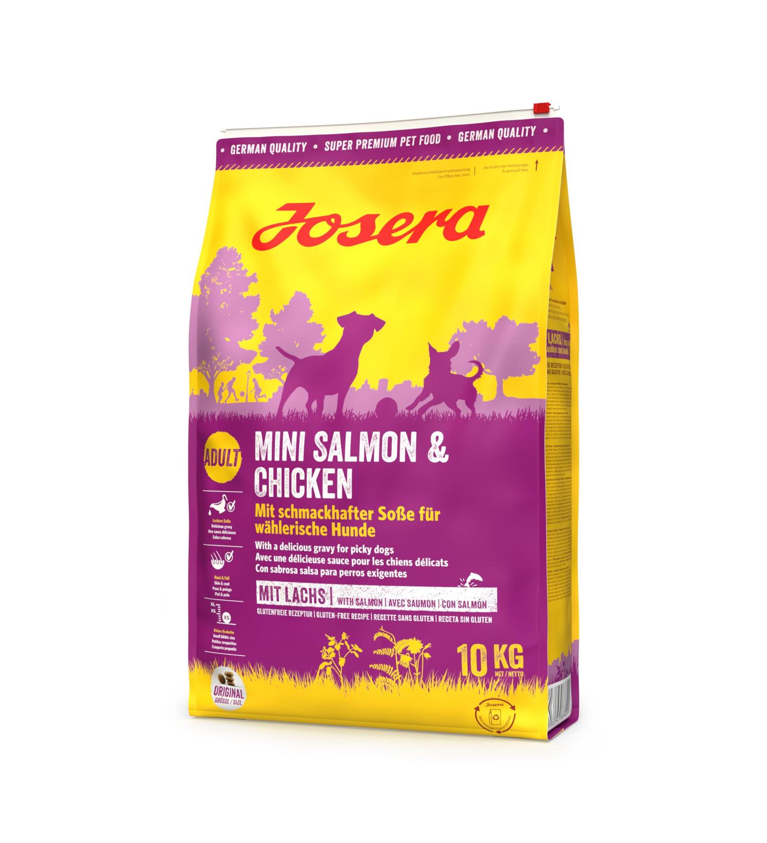 JOSERA Mini Salmon & Chicken (1 x 10 kg) | Super Premium Dry Food with Small Bites | Ideal for Small Dogs | with Delicious Wet Gravy Powder | 1 Pack - Buy Online on GoSupps.com