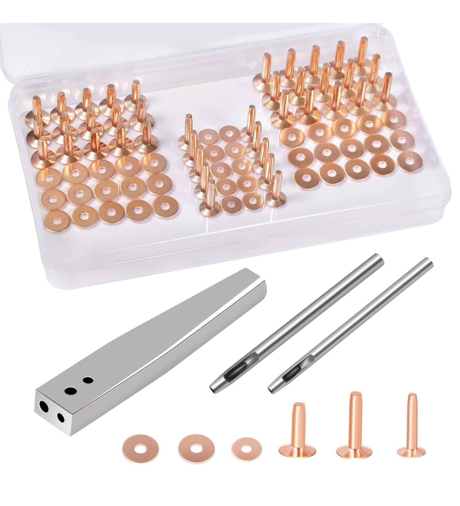 JUNE SunShine 84Pcs Copper Rivets and Burrs Set with Leather Hole Punch Cutter - Leather Working Supplies - Buy Online on GoSupps.com