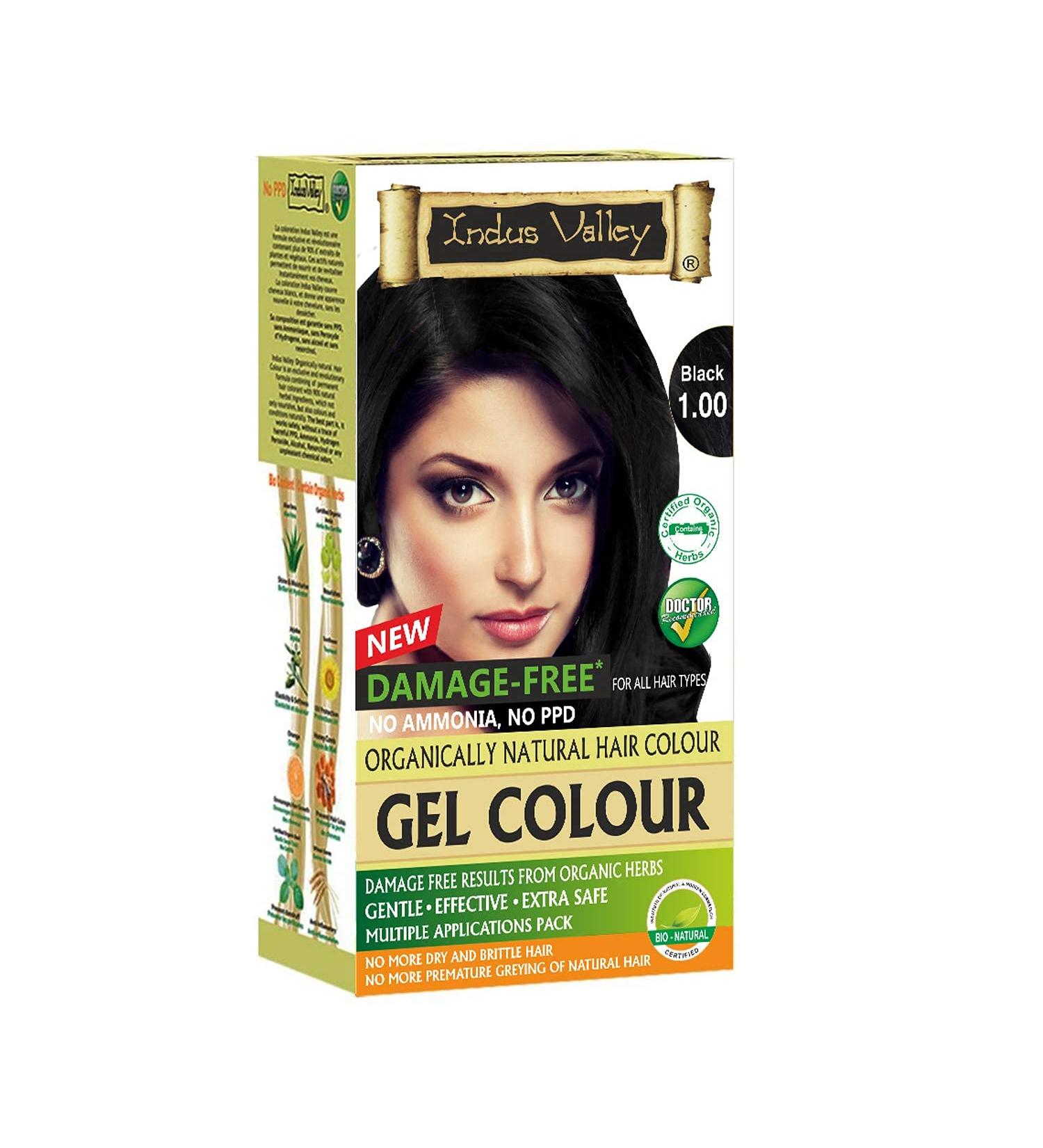 Indus Valley Organic Permanent Gel Hair Color - Ammonia Free, Vegan, Cruelty Free | Black 1.0 | 100% Gray Coverage | Doctor Recommended | Bio Natural Certified - Buy Online on GoSupps.com