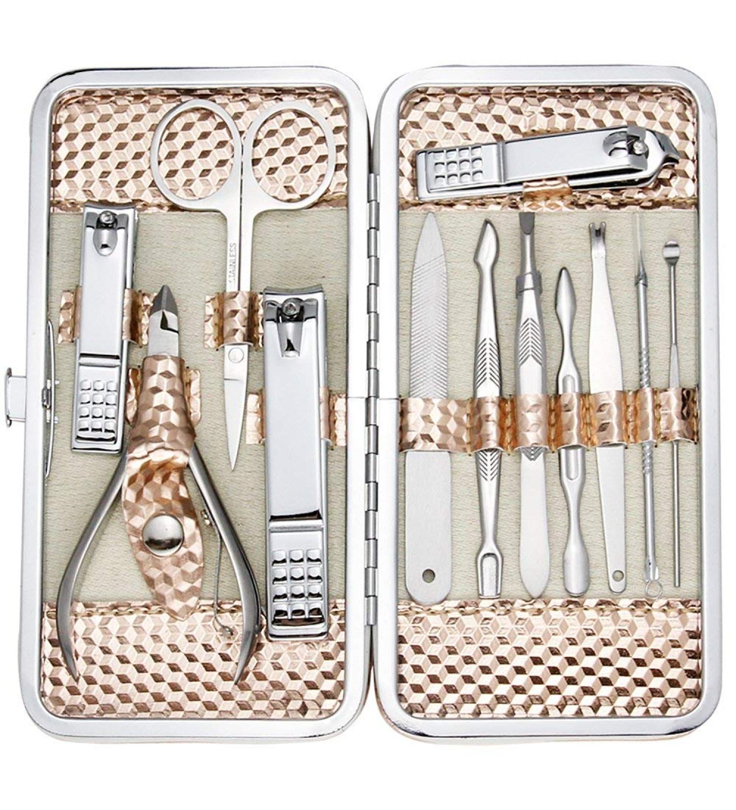 ZIZZON Professional Nail Care Kit - Rose Gold Travel Case Manicure Grooming Set - Buy Online on GoSupps.com
