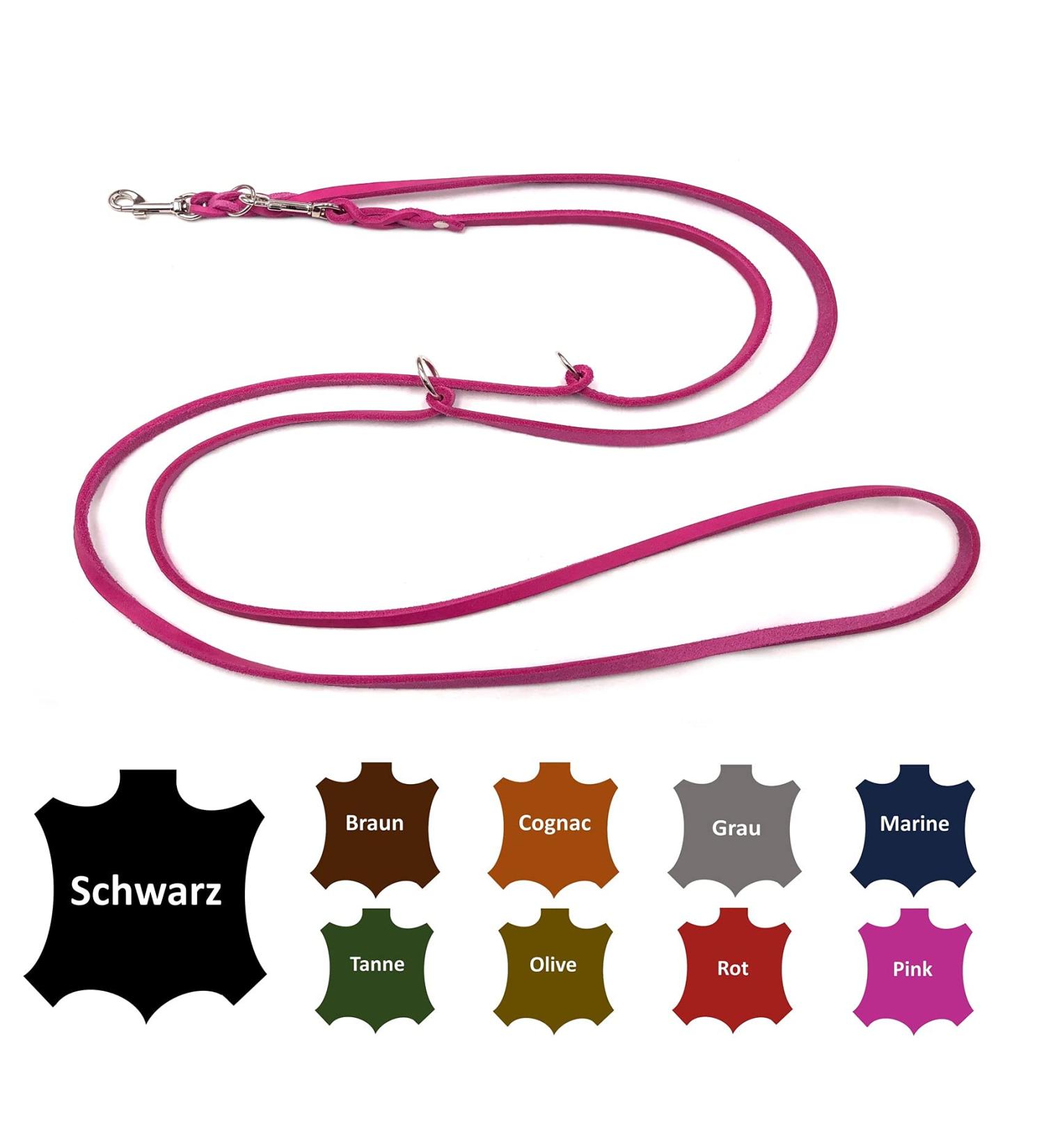 Premium Adjustable Fat Leather Dog Leash for Small & Large Dogs - 5m Double Leash in Pink | Durable & Stylish - Buy Online on GoSupps.com