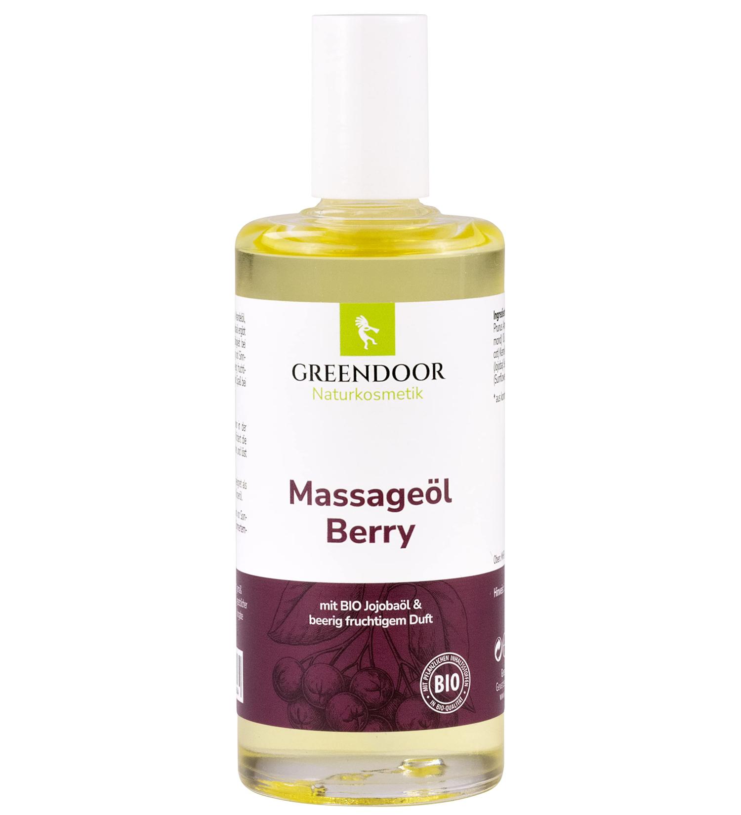 Greenendoor Natural Cosmetics Massage Oil Berry 100ml | Vegan Silicone-Free Fruity Fragrance for Romantic Moments | Perfect Gift - Buy Online on GoSupps.com