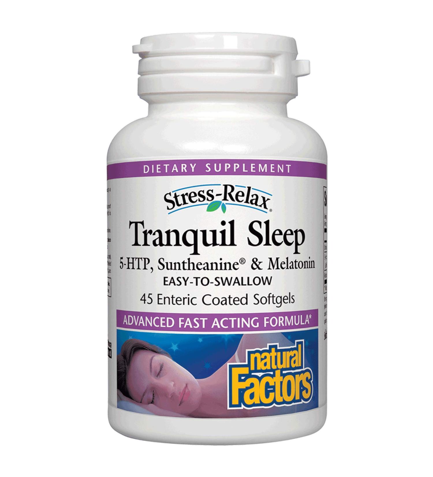 Natural Factors Stress-Relax Tranquil Sleep - 5-HTP, Suntheanine & Melatonin - 45 Softgels - Buy Online on GoSupps.com