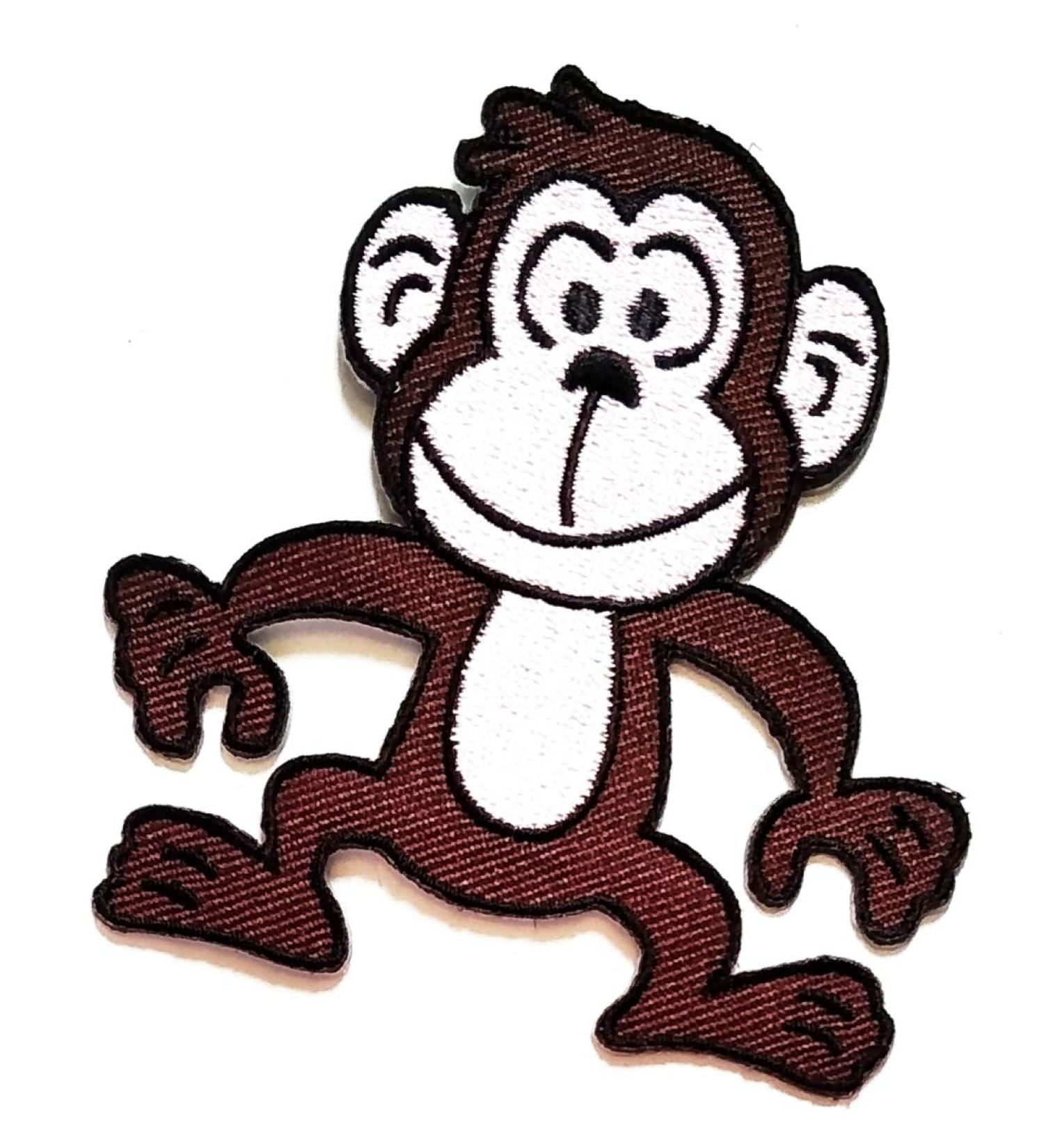 Nipitshop Patches Cute Monkey Brown Monkey eat Banana Cartoon Kids Patch Embroidered Iron On Patch for Clothes Backpacks T-Shirt Jeans Skirt Vests Scarf Hat Bag Monkey4