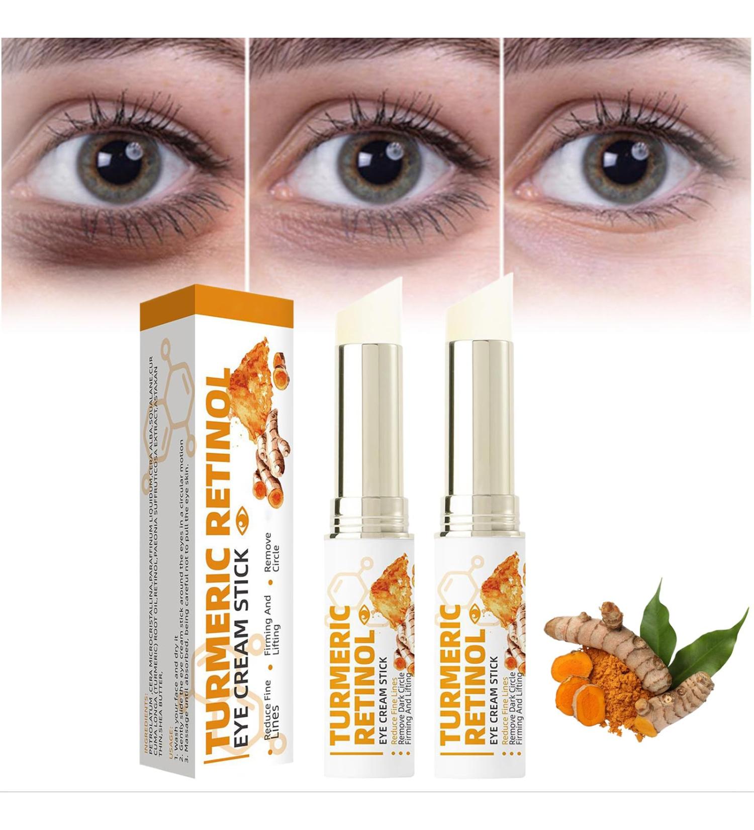 Turmeric Retinol Eye Cream Stick - Hydrating Anti-Aging Balm for Dark Circles & Puffiness - 2PCS - Buy Online on GoSupps.com