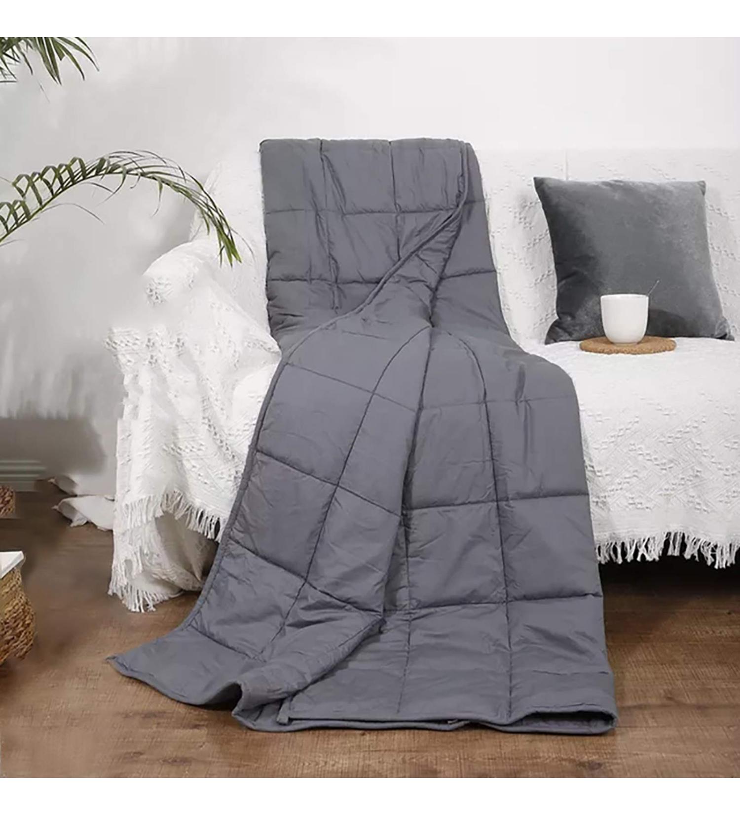 Premium Cotton Weighted Blanket - Breathable Heavy Gravity Blanket for Adults & Kids - Natural Sleep Aid for Autism & Insomnia - Stress Reduction in Glass Pearl Gray (43x63 7lbs) - Buy Online on GoSupps.com