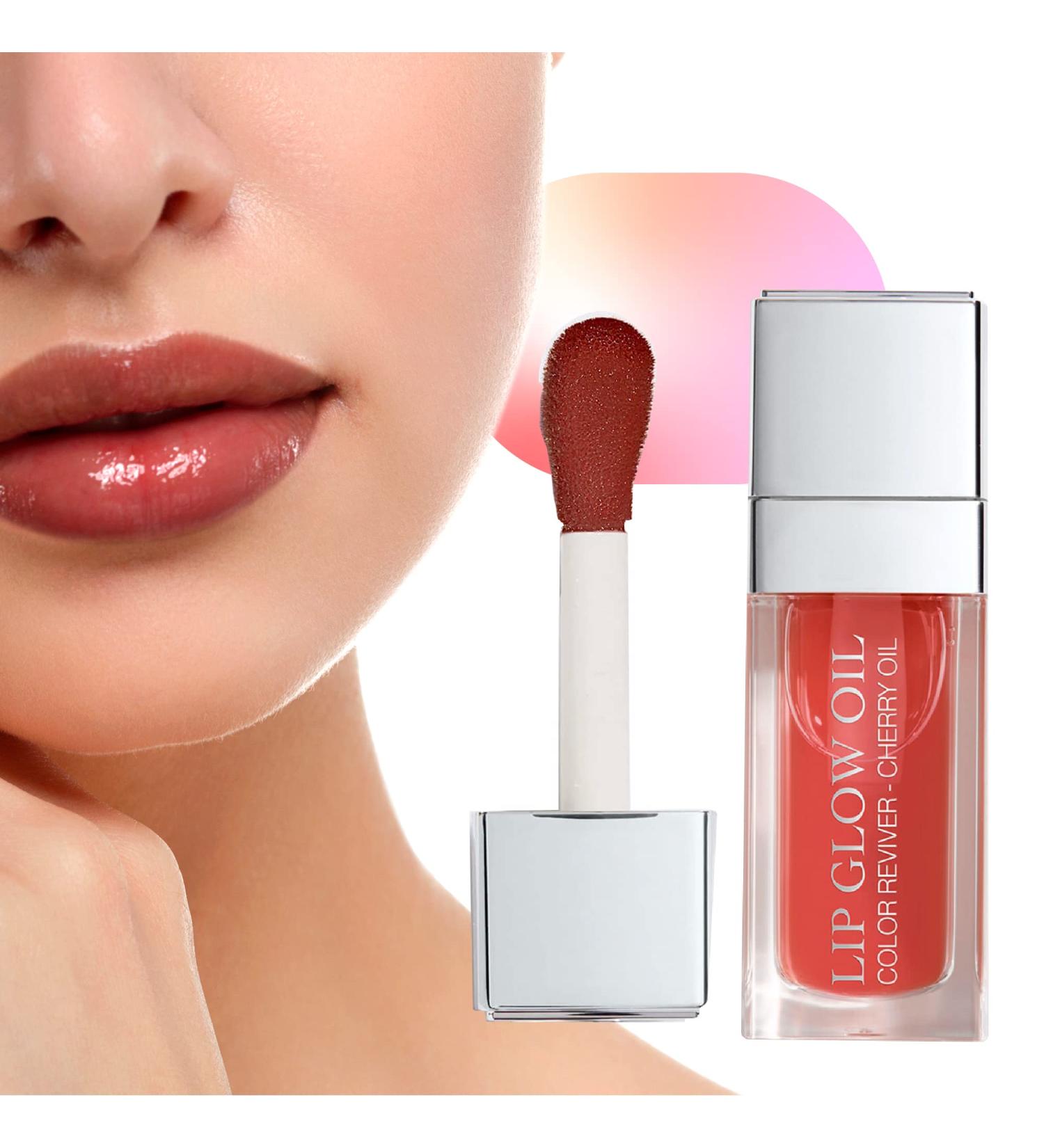 Lip Glow Oil - New Formula Lip Care Gloss for Plumping & Moisturizing | Lip Makeup with Transparent Color Change - Nourishing Lip Oil in Rosewood - Buy Online on GoSupps.com