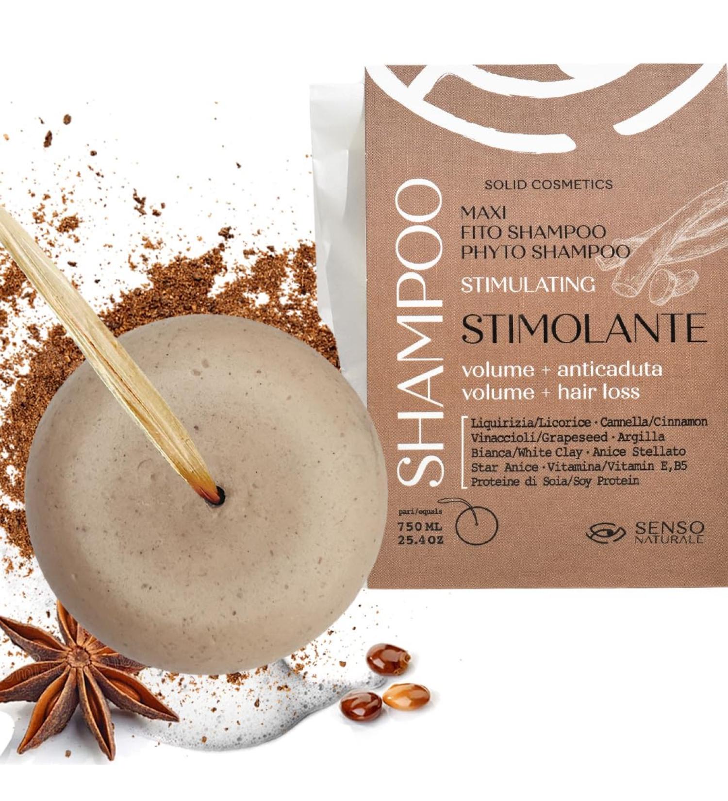 Senso Naturale Solid Shampoo Anti-Hair Loss Fortifying Stimulating for Fragile Hair Stimulates Hair Growth with Licorice and White Clay 100% Natural and Vegan PH 4.5-5.5 - Buy Online on GoSupps.com