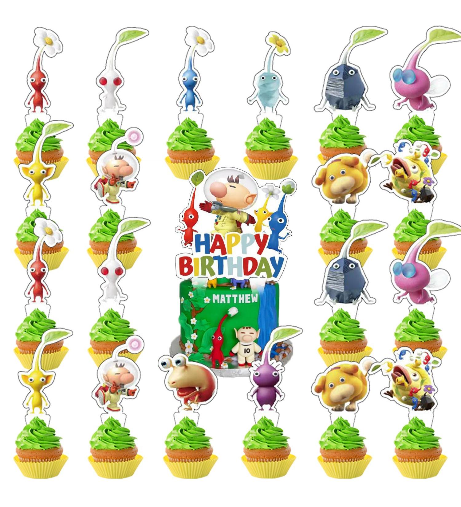 37pcs Pikmin Cake Decorations with 1pcs Captain Olimar Video Game Cake Topper 36pcs Cute Cupcake Toppers for Girls Birthday Party Decorations - Buy Online on GoSupps.com