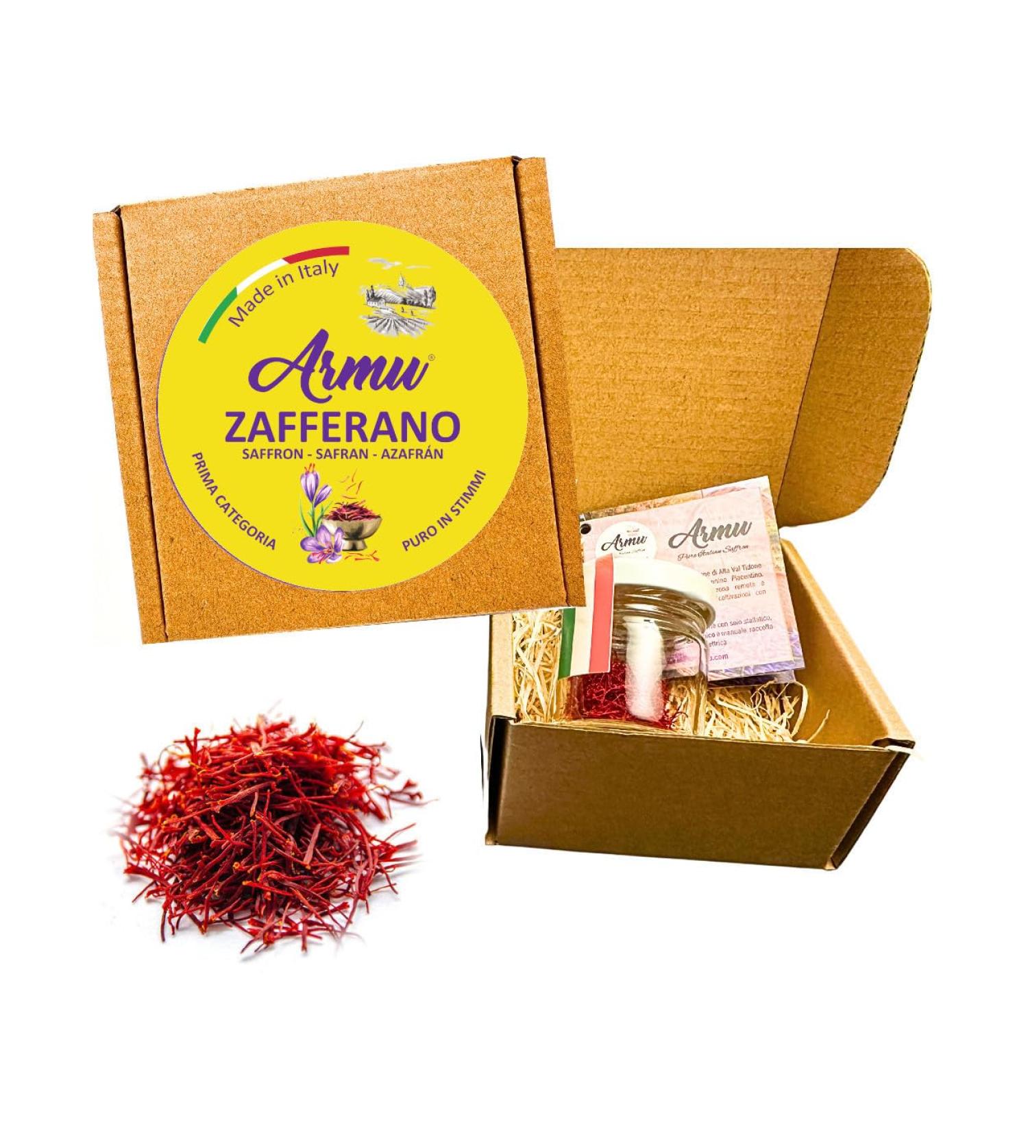 Armu Italian Saffron in Threads 05g Certified First Class Handpicked Pure Pistils for Paella Milanese Risotto Tea and Fine Cuisine - Buy Online on GoSupps.com
