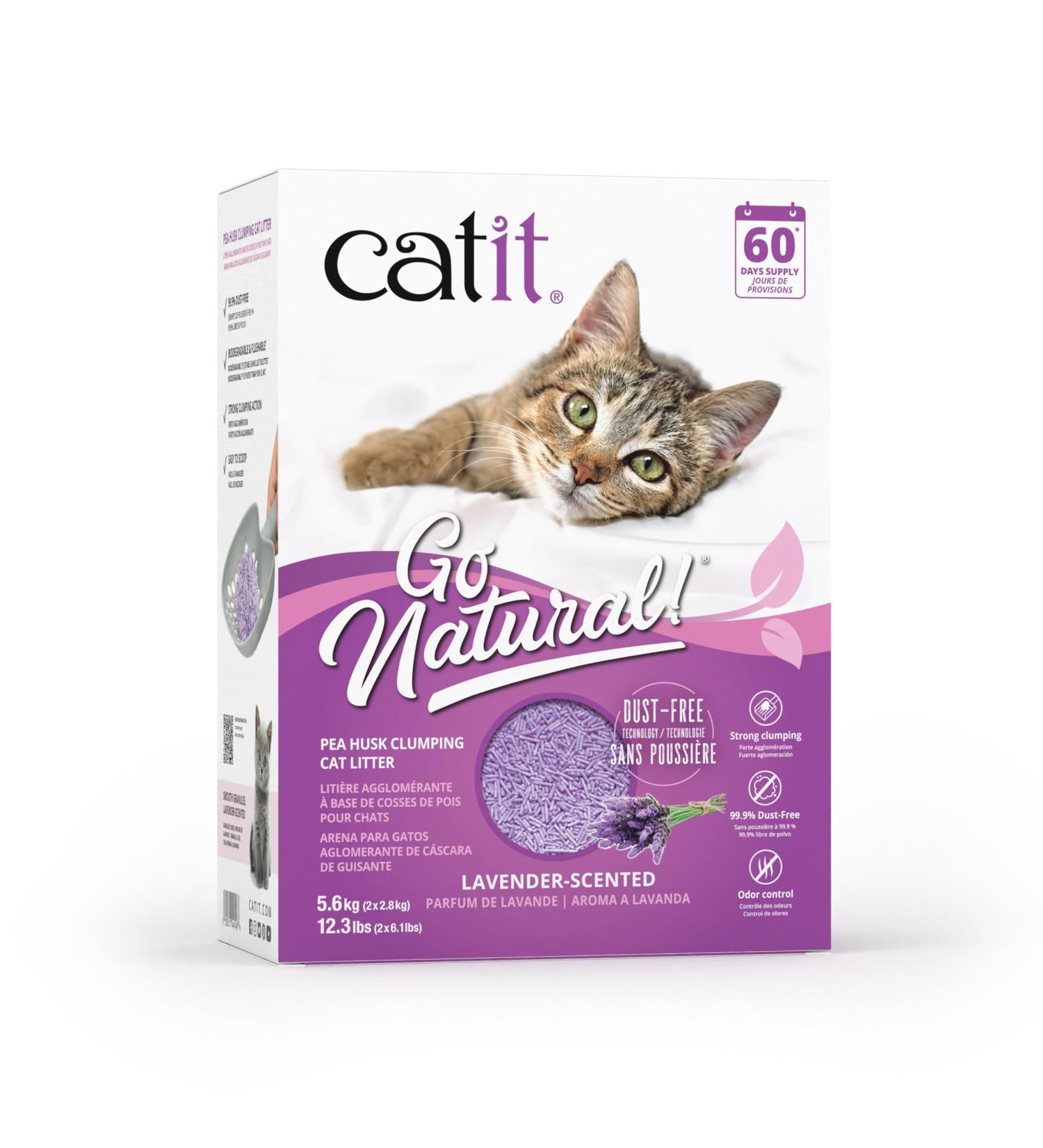 Catit Go Natural! Clumping Cat Litter with Lavender Scent - Eco-Friendly Pea Pod Formula 2 x 2.8 kg (5.6 kg) - International Shipping Available - Buy Online on GoSupps.com