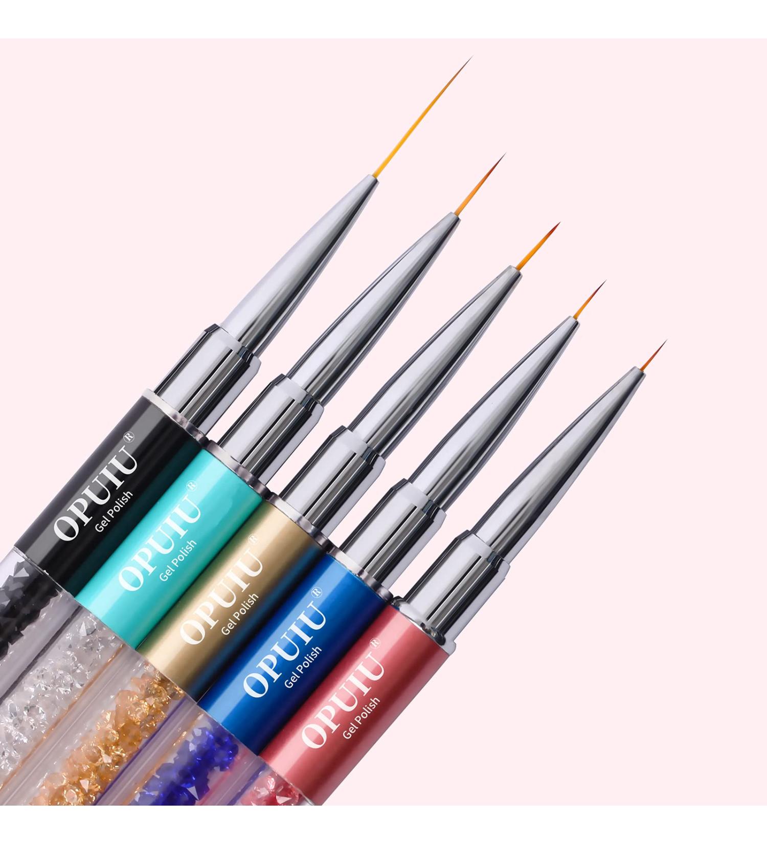 OPUIU Liner Brush Set for Gel Nail Art Design - 5 Tools with Diamond Rhinestone Handles (5/7/9/11/20 mm) - Perfect for Painting and Drawing - Buy Online on GoSupps.com