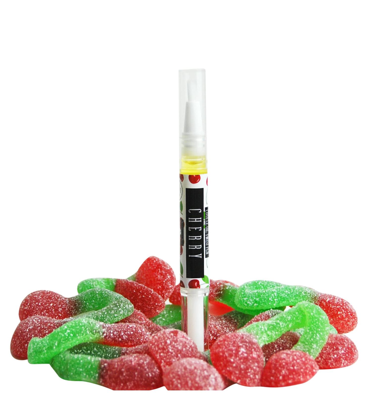 Cherry Fragrance Scent Moisturising Cuticle & Nail Oil Travel Brush Pen For hyrating and nourishing dry and brittle nails