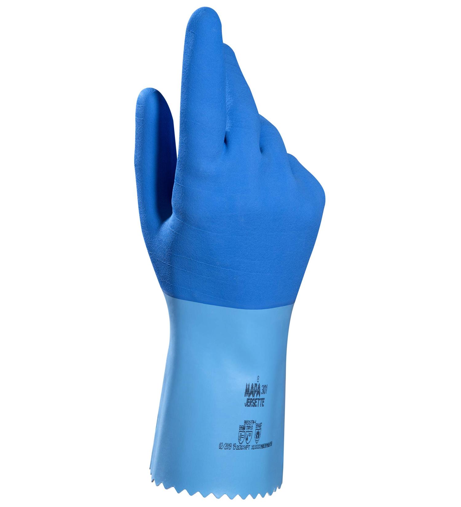 JERSETTE 301 Latex Chemical Resistant Cleaning Gloves - Waterproof Kitchen Dishwashing Gloves - Size 9 Large - Blue Industrial Safety Gloves - 1 Pair - Buy Online on GoSupps.com