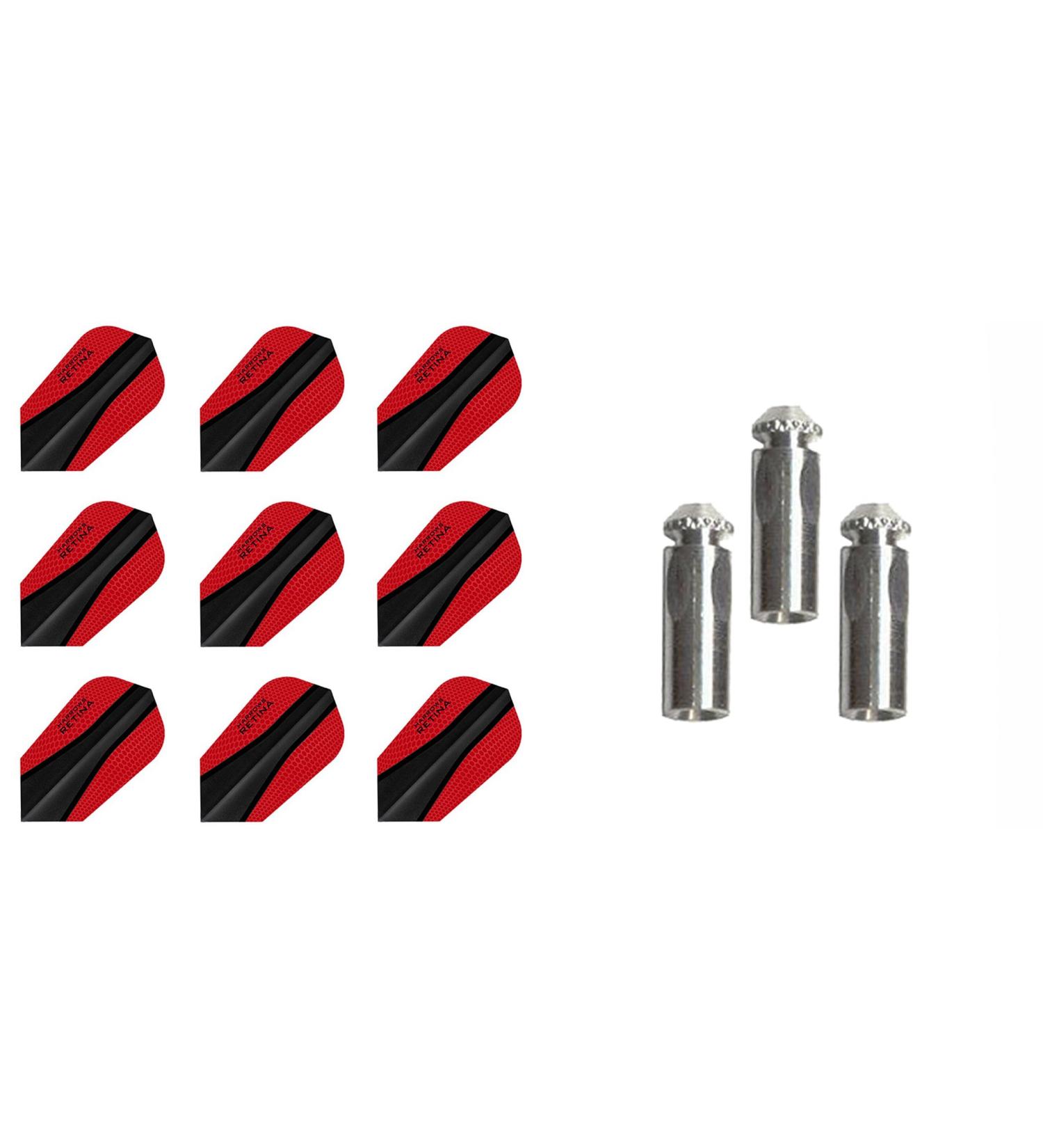 3 Sets Harrows Retina Slim Dart Flights + 1 Set Aluminum Dart Protectors Red - Buy Online on GoSupps.com