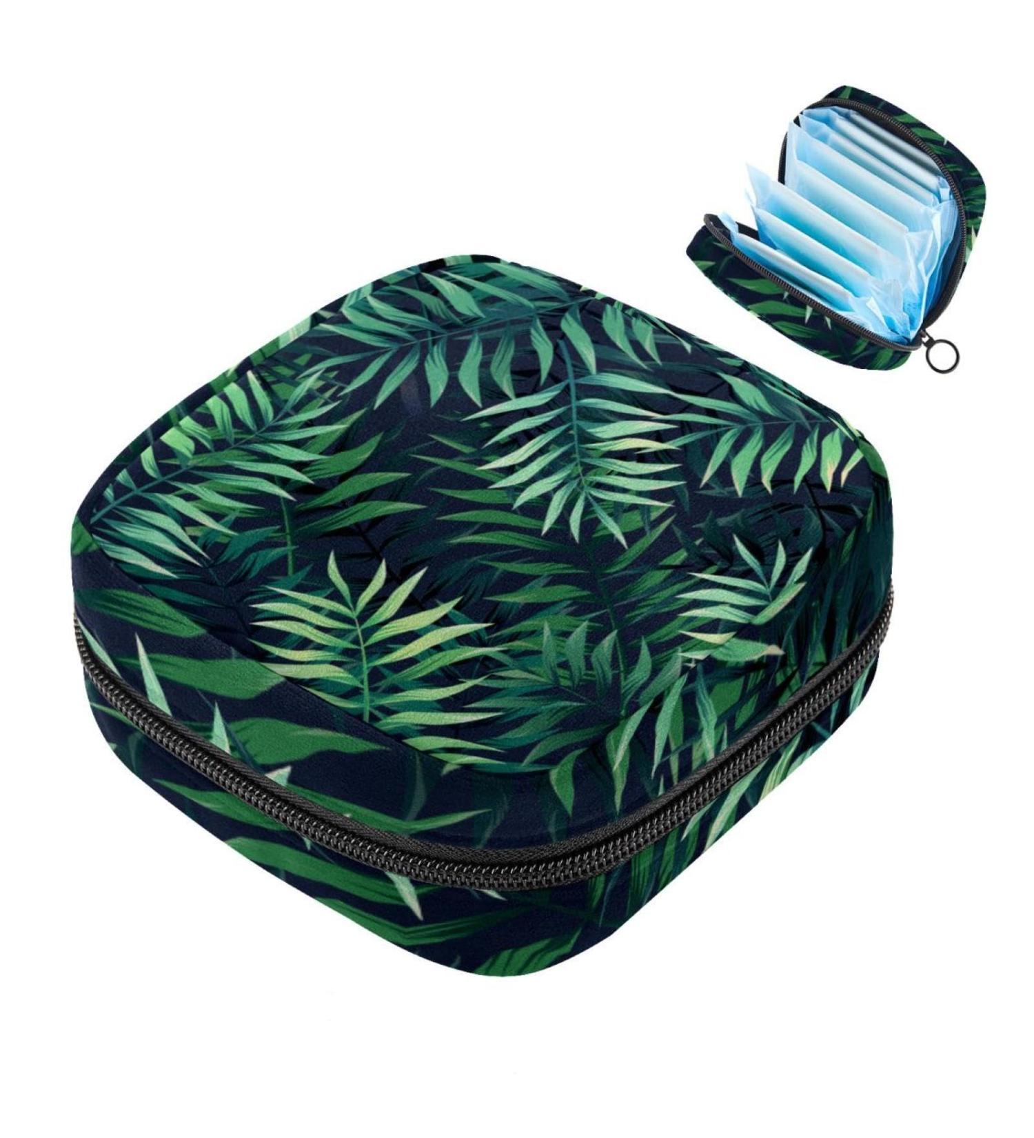 Portable Women's Binding-Up Bags & Menstrual Cup Bags - Colorful Tropical Leaf Pattern for Teens - Buy Online on GoSupps.com