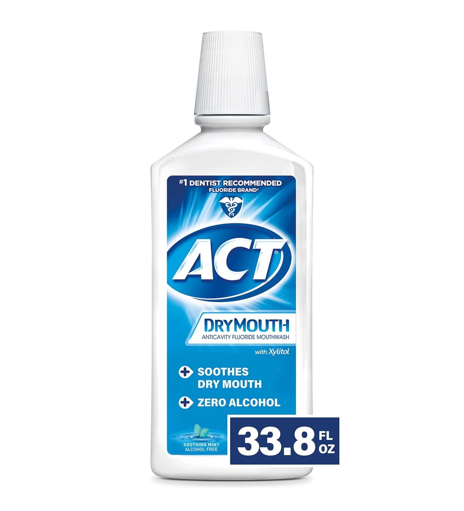 Act Dry Mouth Anticavity Fluoride Mouthwash with Xylitol - Alcohol Free, Soothing Mint - 33.8 fl oz - Buy Online on GoSupps.com