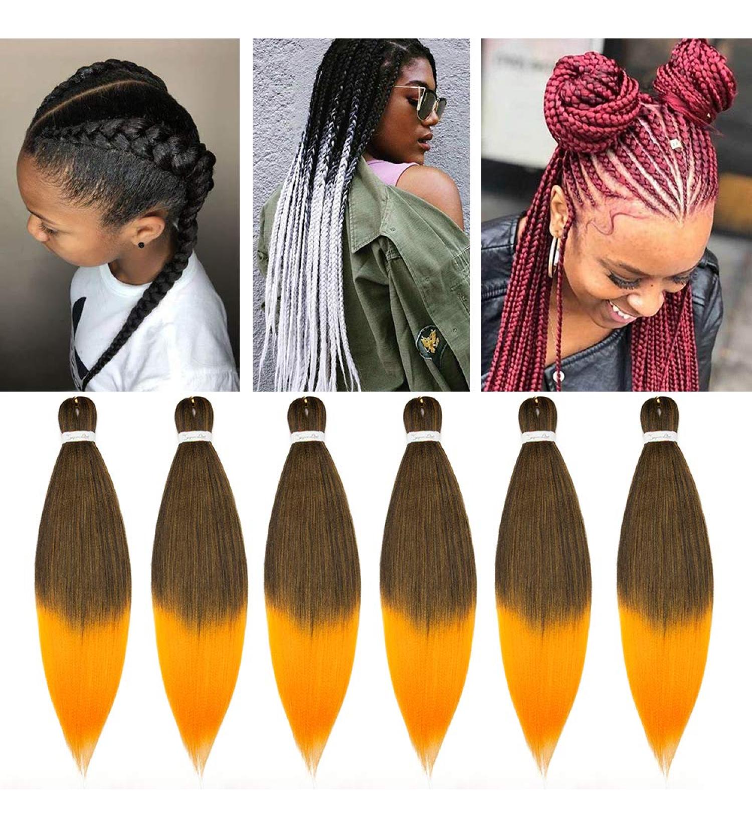 Buy 26 Afro Braid Extensions - Soft Natural Hair Braid Hair Extensions - 6 Bundles 540g - Black Orange Synthetic Hair - Buy Online on GoSupps.com