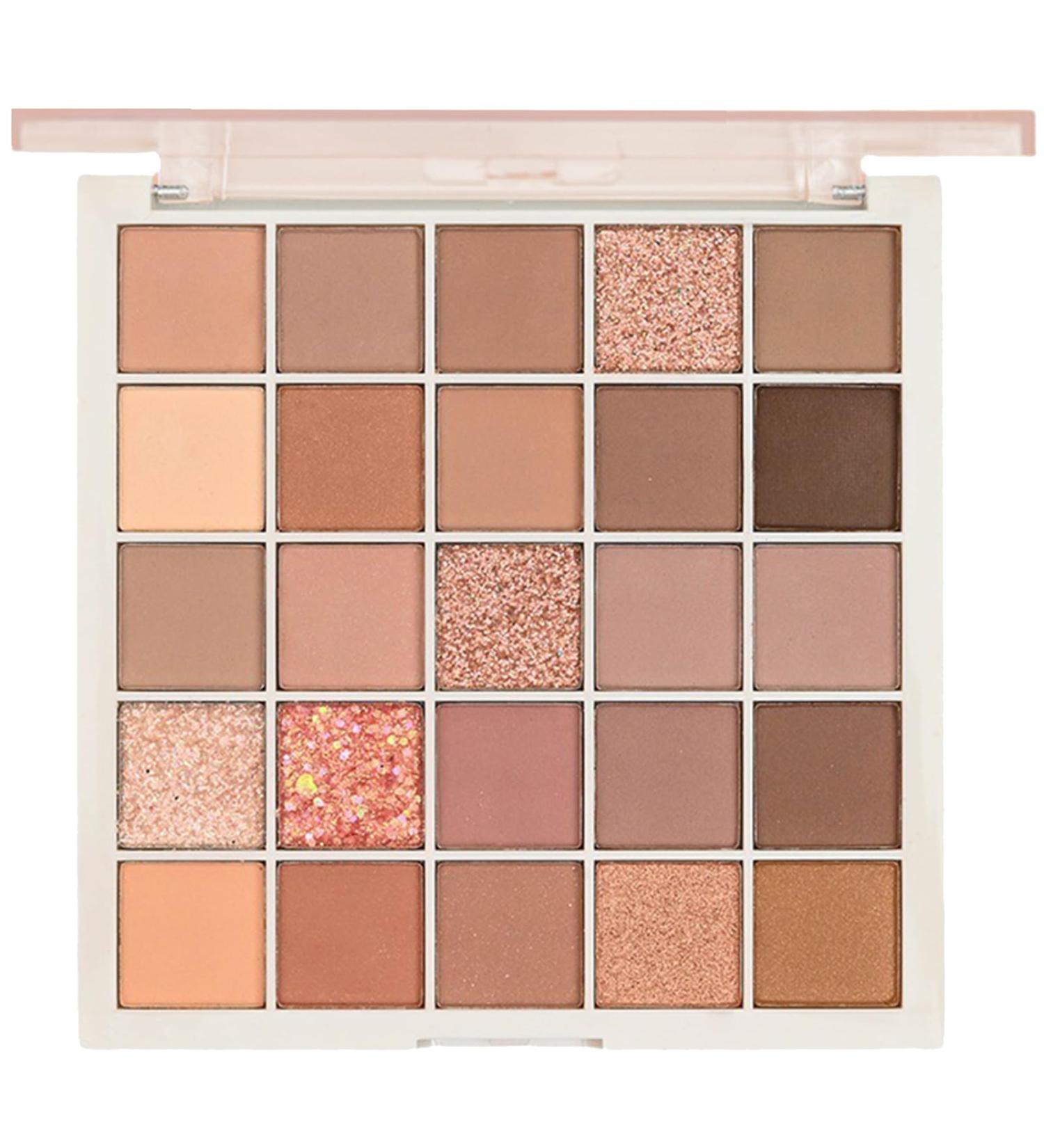 Nude Pink Brown Eyeshadow Palette - 25 Colors, Matte & Shimmer, Highly Pigmented, Hypoallergenic Eye Makeup - Oatmeal Milk Tea - Buy Online on GoSupps.com