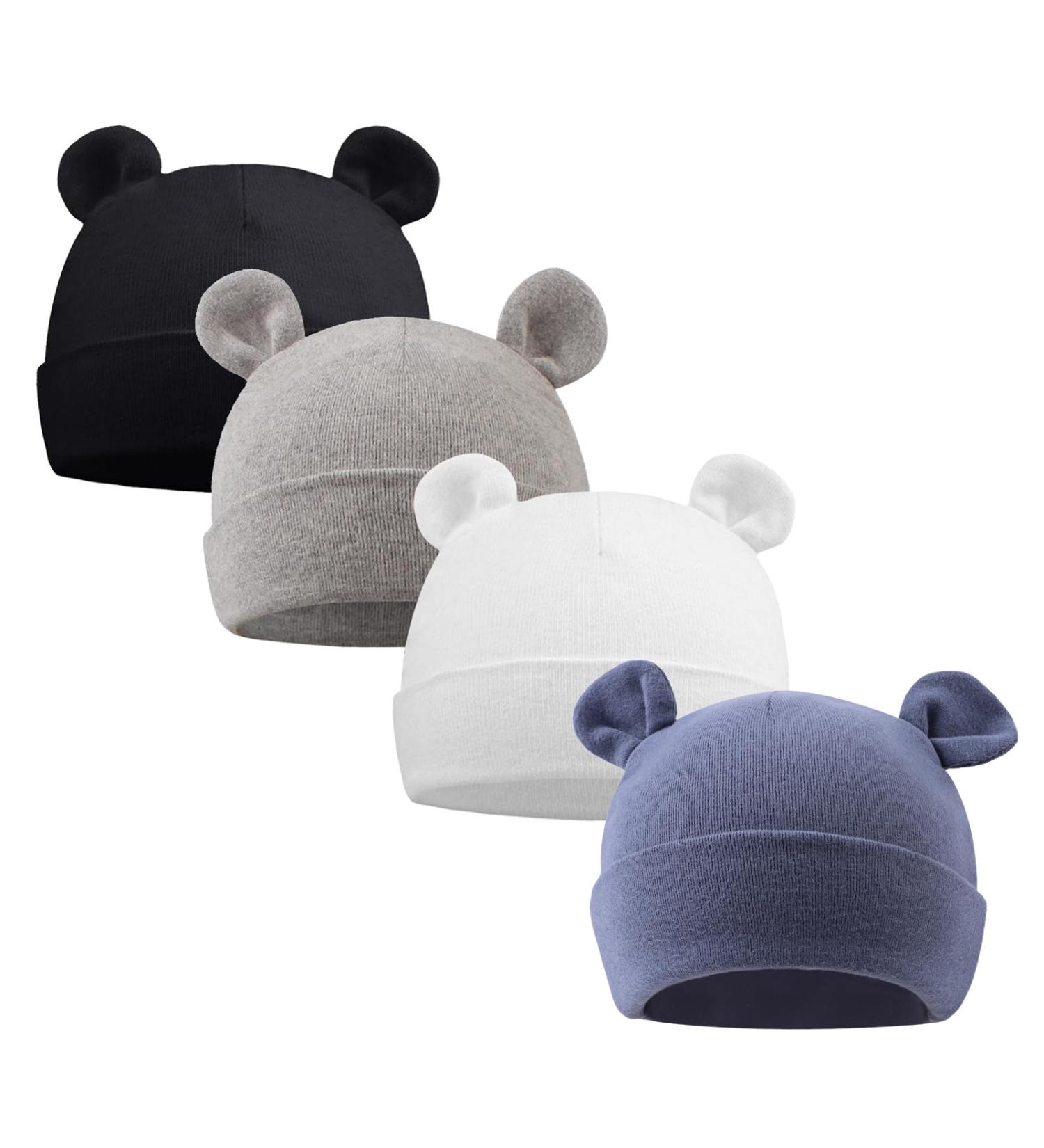 XIAOHAWANG Newborn Hospital Hat with Bear Ears for Preemie Boys and Girls | 100% Cotton Infant Baby Beanie | 0-6 Months, 6-12 Months | Color-A - Buy Online on GoSupps.com