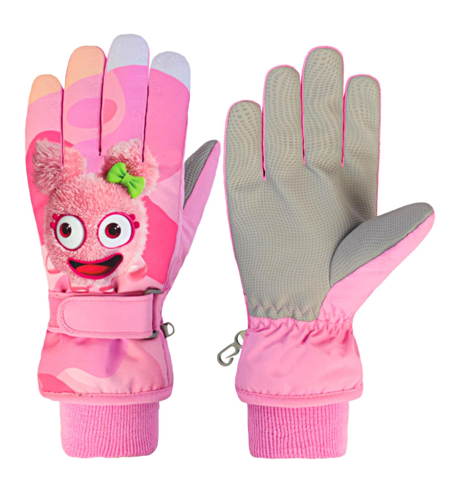 Kazaigou Winter Gloves for Kids | Snow Down Shoes & Ski Gloves for Ages 4-9 | Windproof & Warm Fleece | Ideal for Girls & Boys | Perfect for Skiing & Cycling - Moss Pink - Buy Online on GoSupps.com