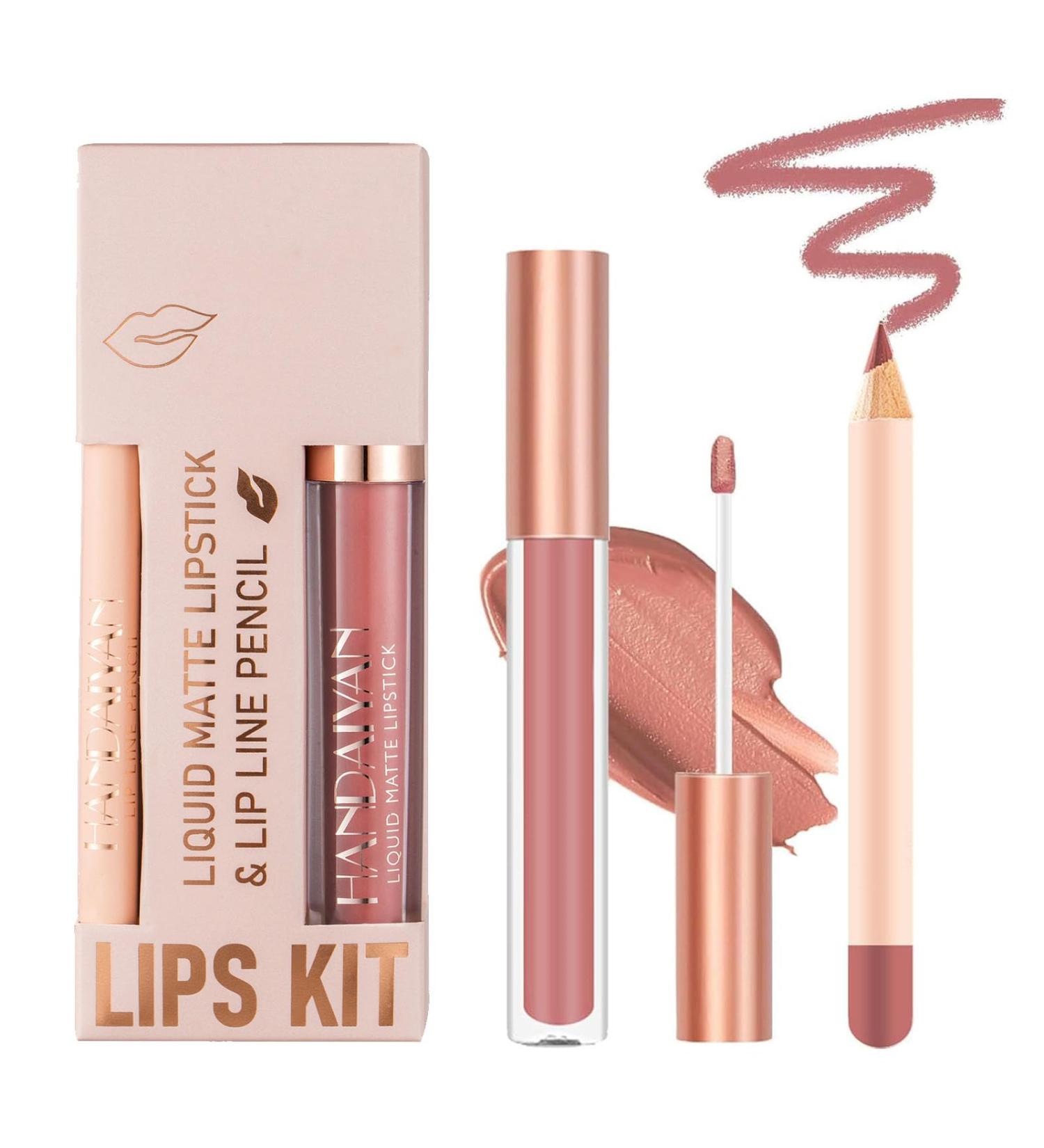 INBOLM Lip Liner and Lipstick Set Nude Lip Liners with Nude Lipstick for Women Nude Lipstick Non-Stick Cup Matte Waterproof Nude Lipstick Makeup Kits Make Up Gift Set for Lady (07#) - Buy Online on GoSupps.com